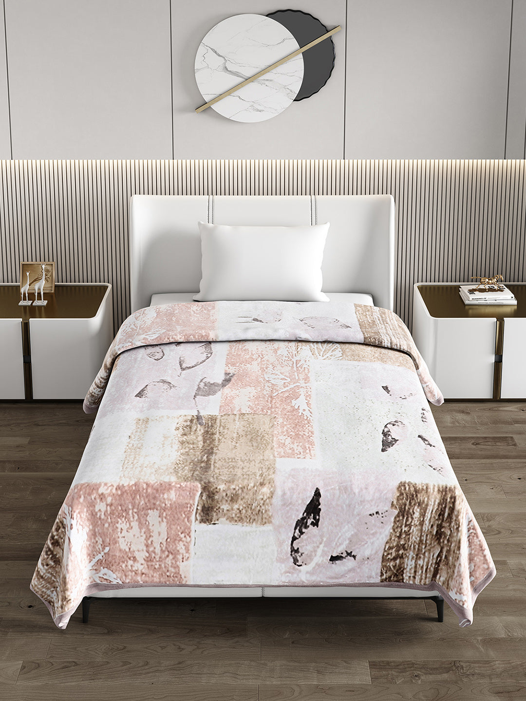 Printed Single Bed 852 GSM Blanket Allen 2 Ply (Weight 3 kg)