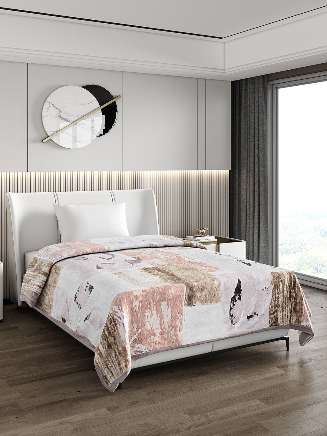Printed Single Bed 852 GSM Blanket Allen 2 Ply (Weight 3 kg)