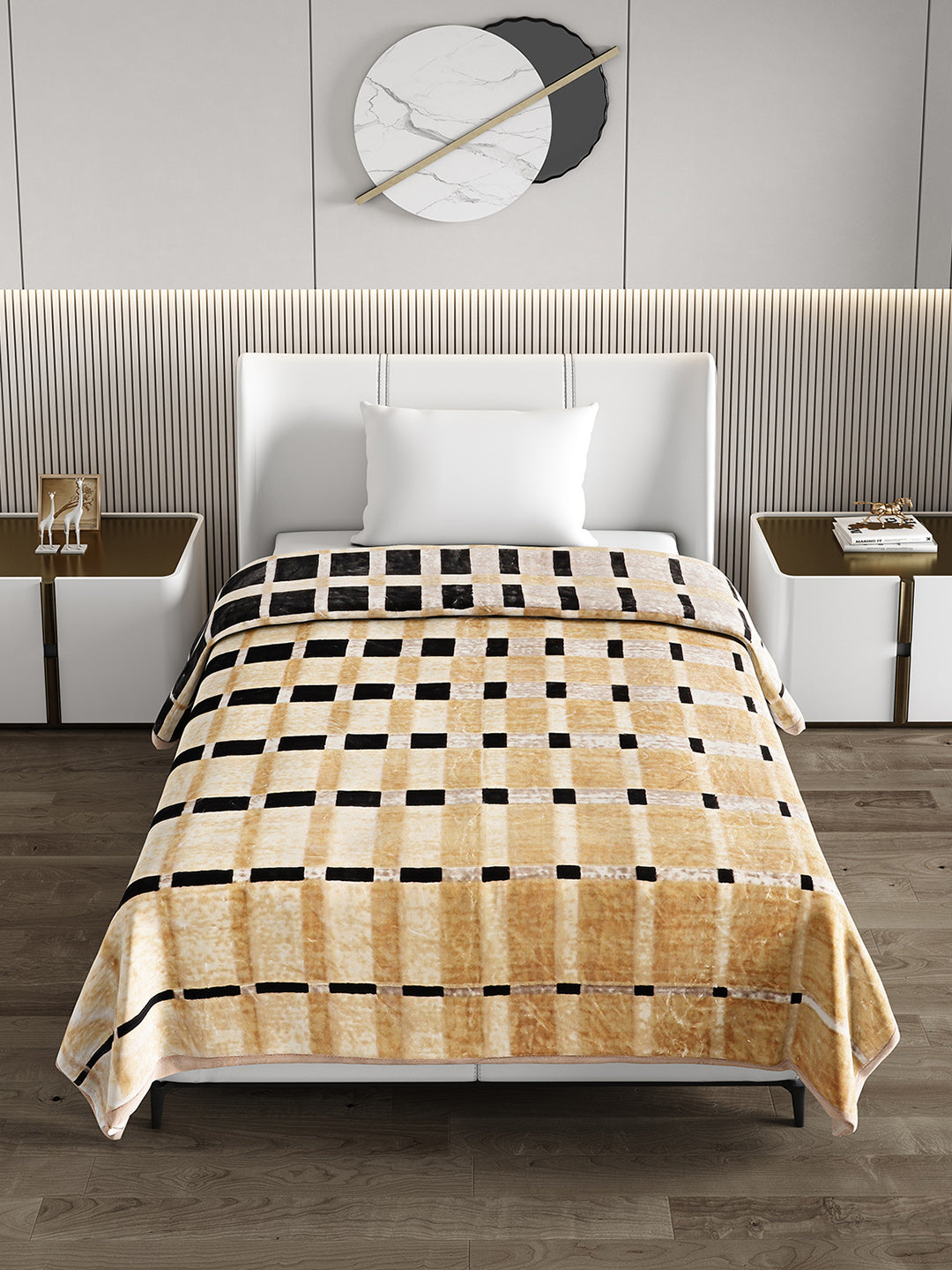 Printed Single Bed 852 GSM Blanket Allen 2 Ply (Weight 3 kg)