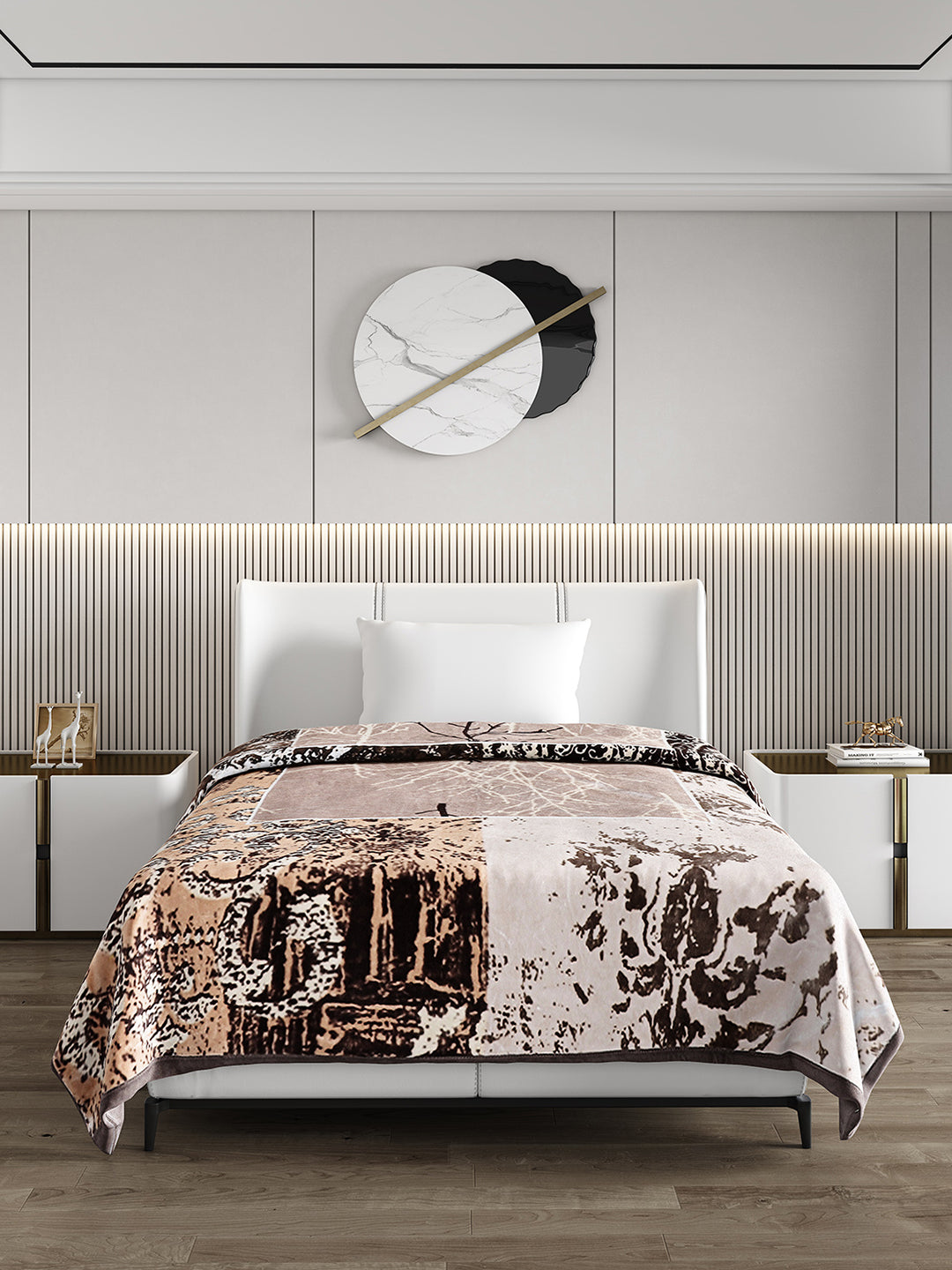 Printed Single Bed 852 GSM Blanket Allen 2 Ply (Weight 3 kg)