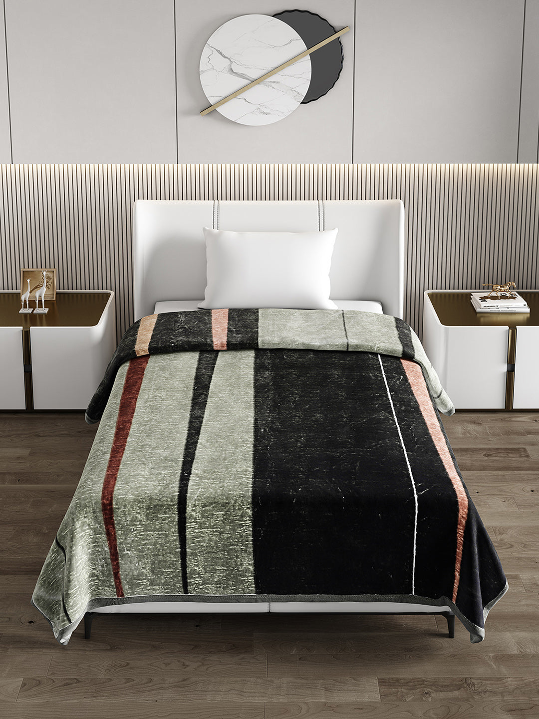 Printed Single Bed 852 GSM Blanket Allen 2 Ply (Weight 3 kg)