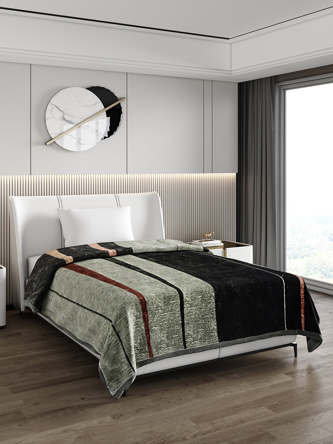 Printed Single Bed 852 GSM Blanket Allen 2 Ply (Weight 3 kg)
