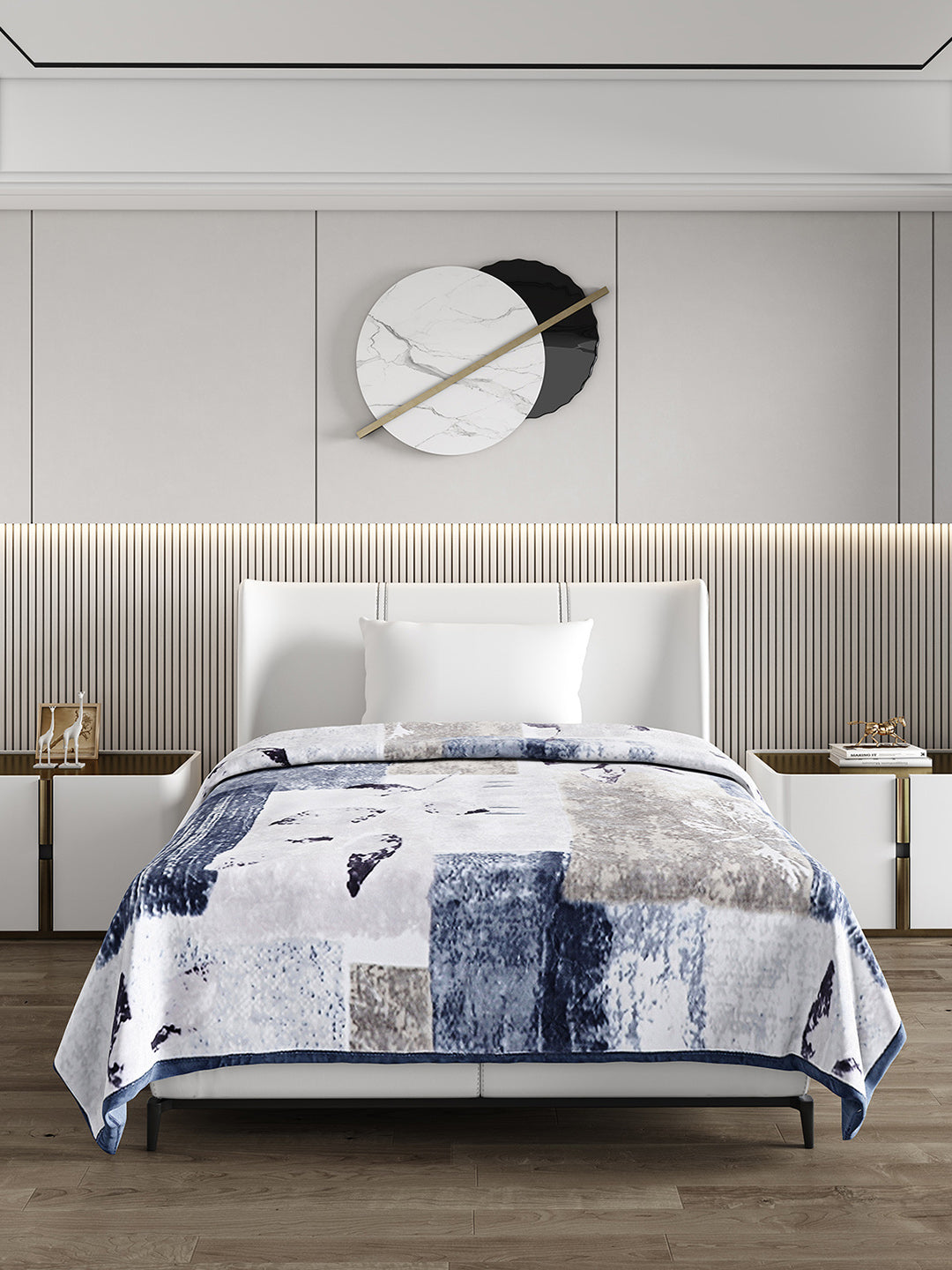 Printed Single Bed 852 GSM Blanket Allen 2 Ply (Weight 3 kg)