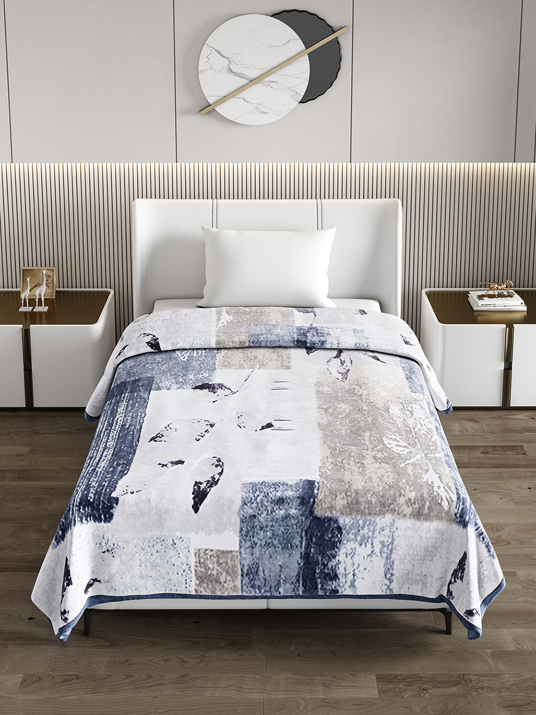 Printed Single Bed 852 GSM Blanket Allen 2 Ply (Weight 3 kg)