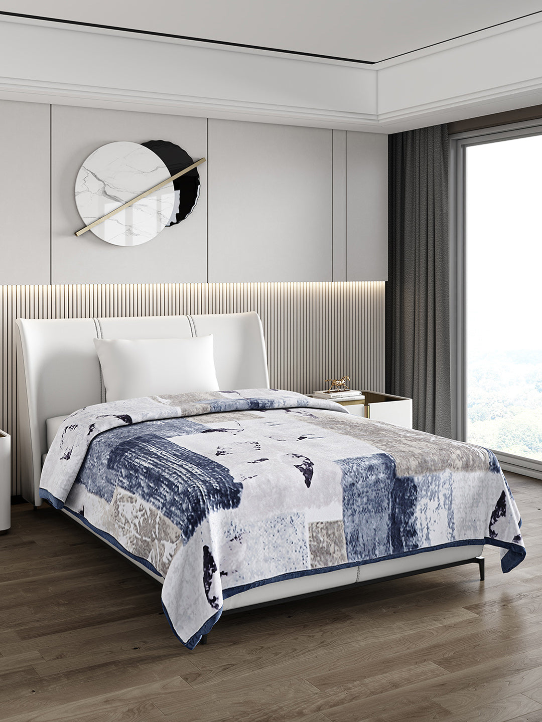 Printed Single Bed 852 GSM Blanket Allen 2 Ply (Weight 3 kg)