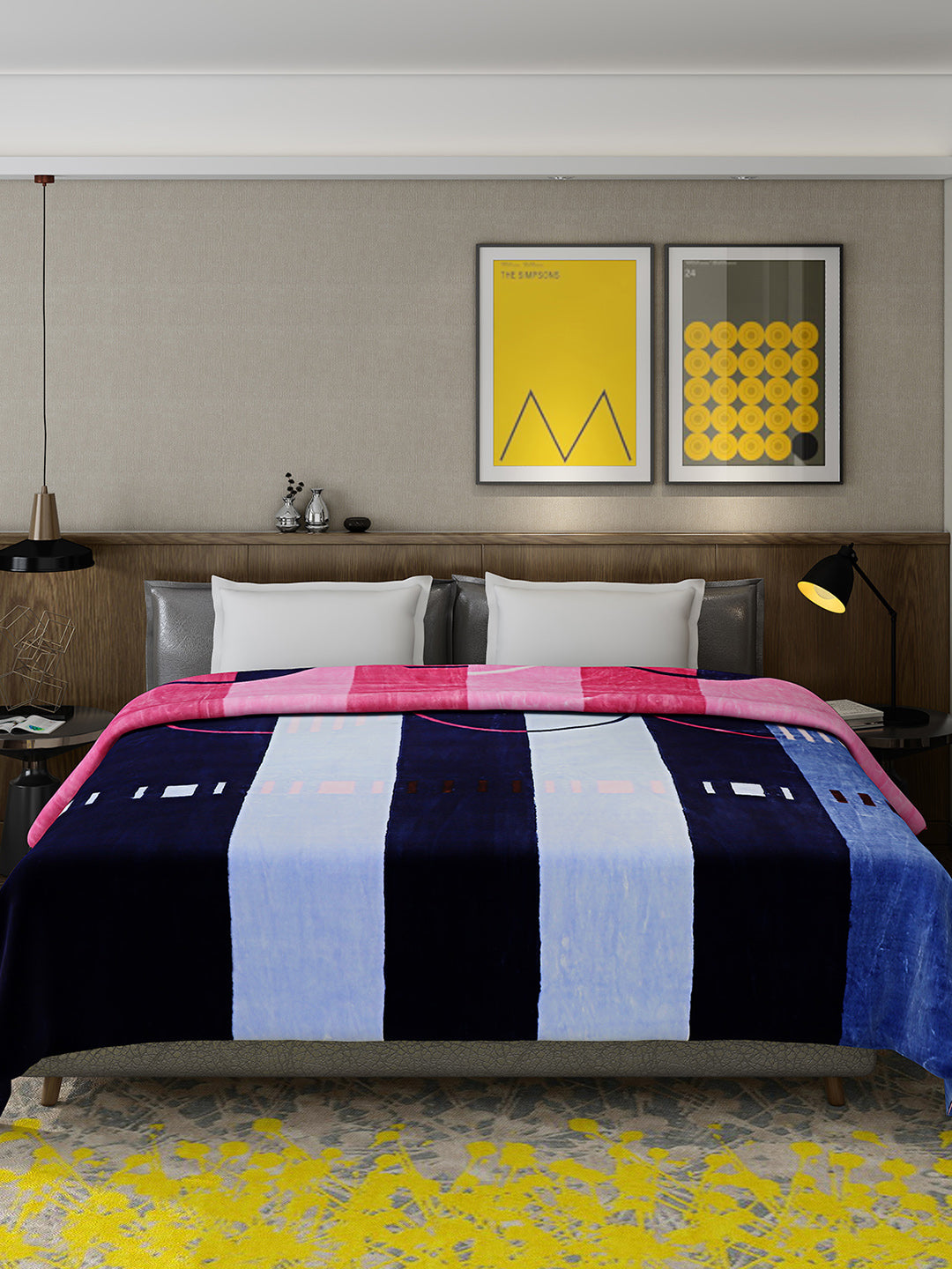 Printed Double Bed 947 GSM Blanket for Heavy Winter -1 Ply (Weight 5 kg)