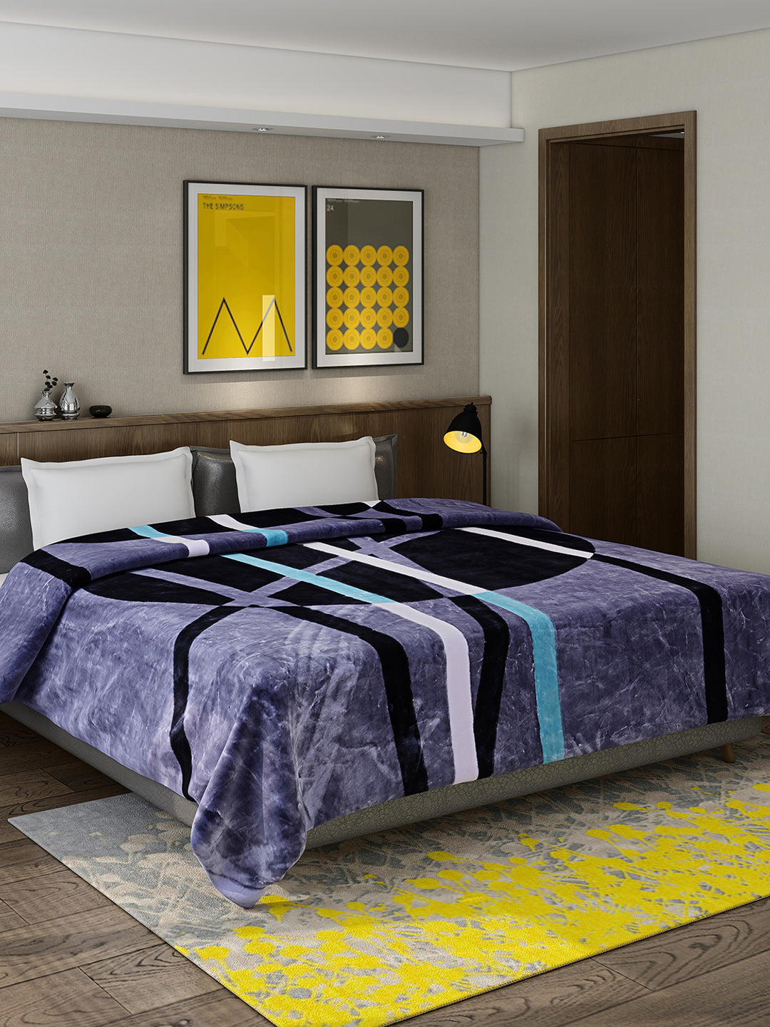 Printed Double Bed 950 GSM Blanket Angel Gold 1 Ply (Weight 5 kg)