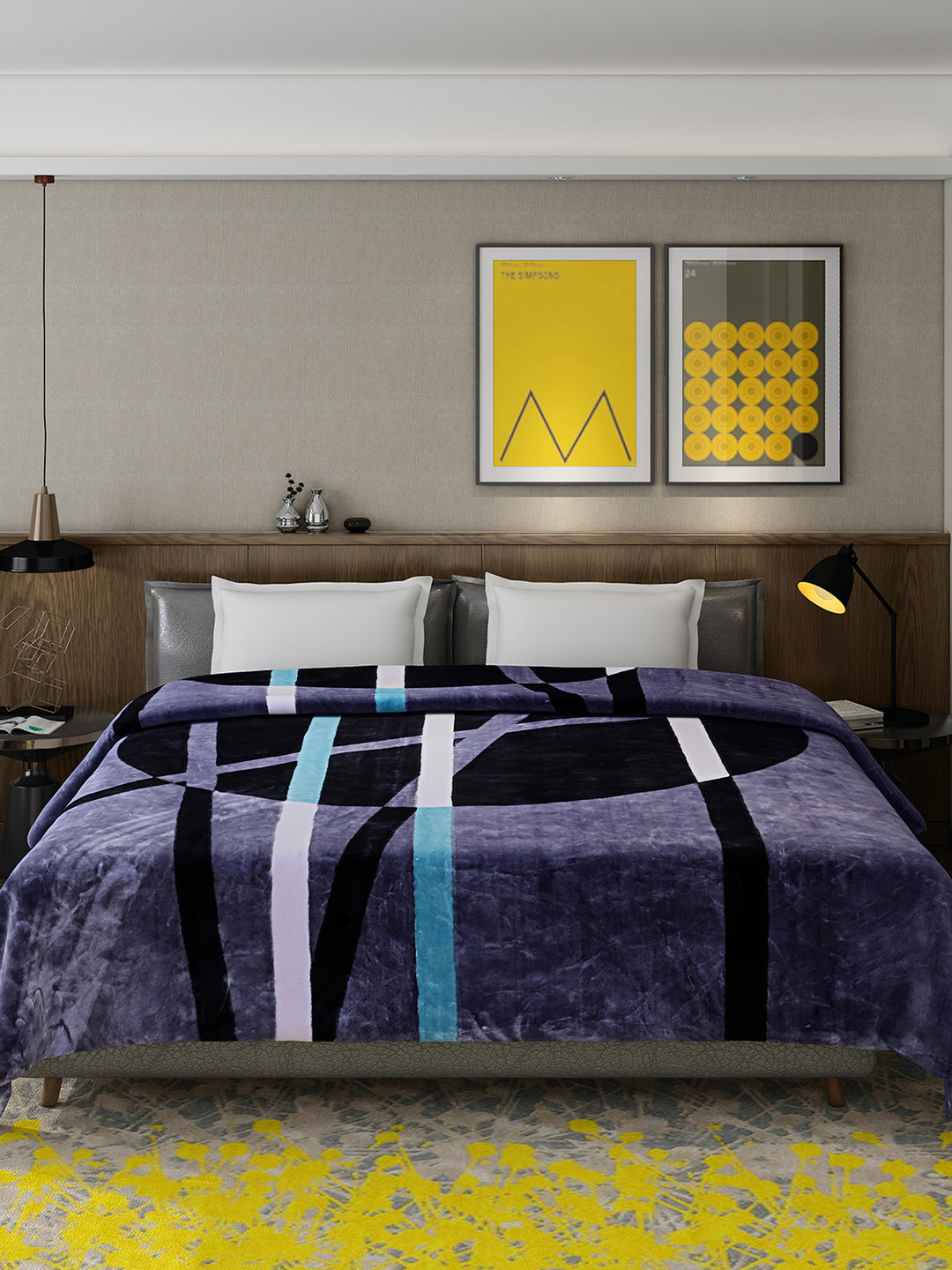 Printed Double Bed 950 GSM Blanket Angel Gold 1 Ply (Weight 5 kg)