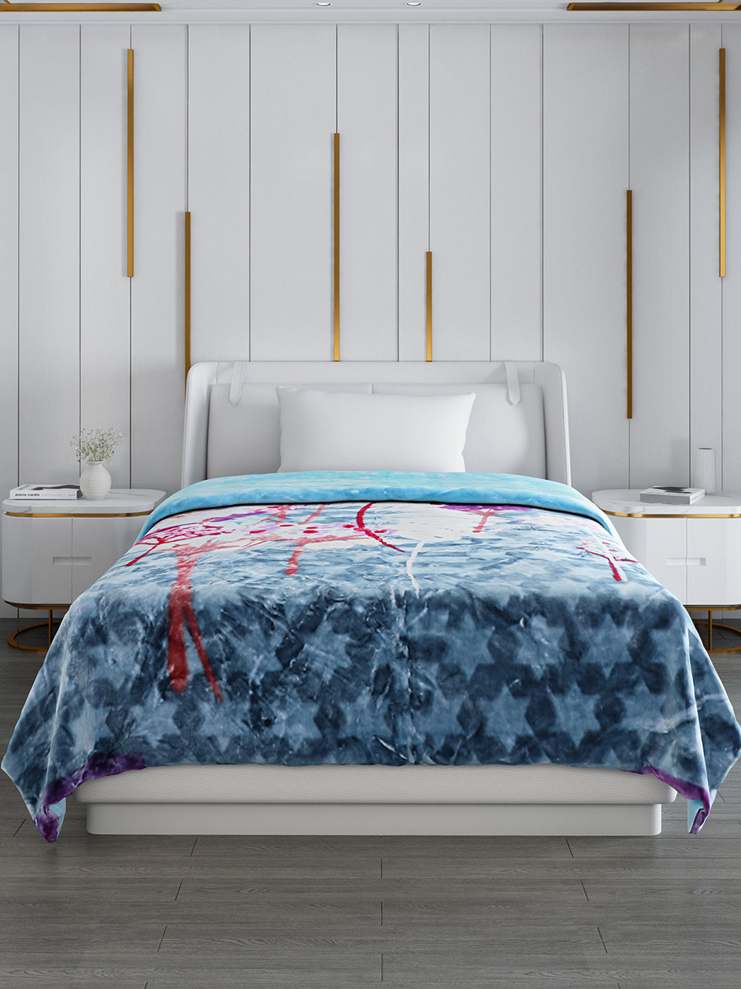 Printed Single Bed 852 GSM Blanket Galaxy 2 Ply (Weight 3 kg)