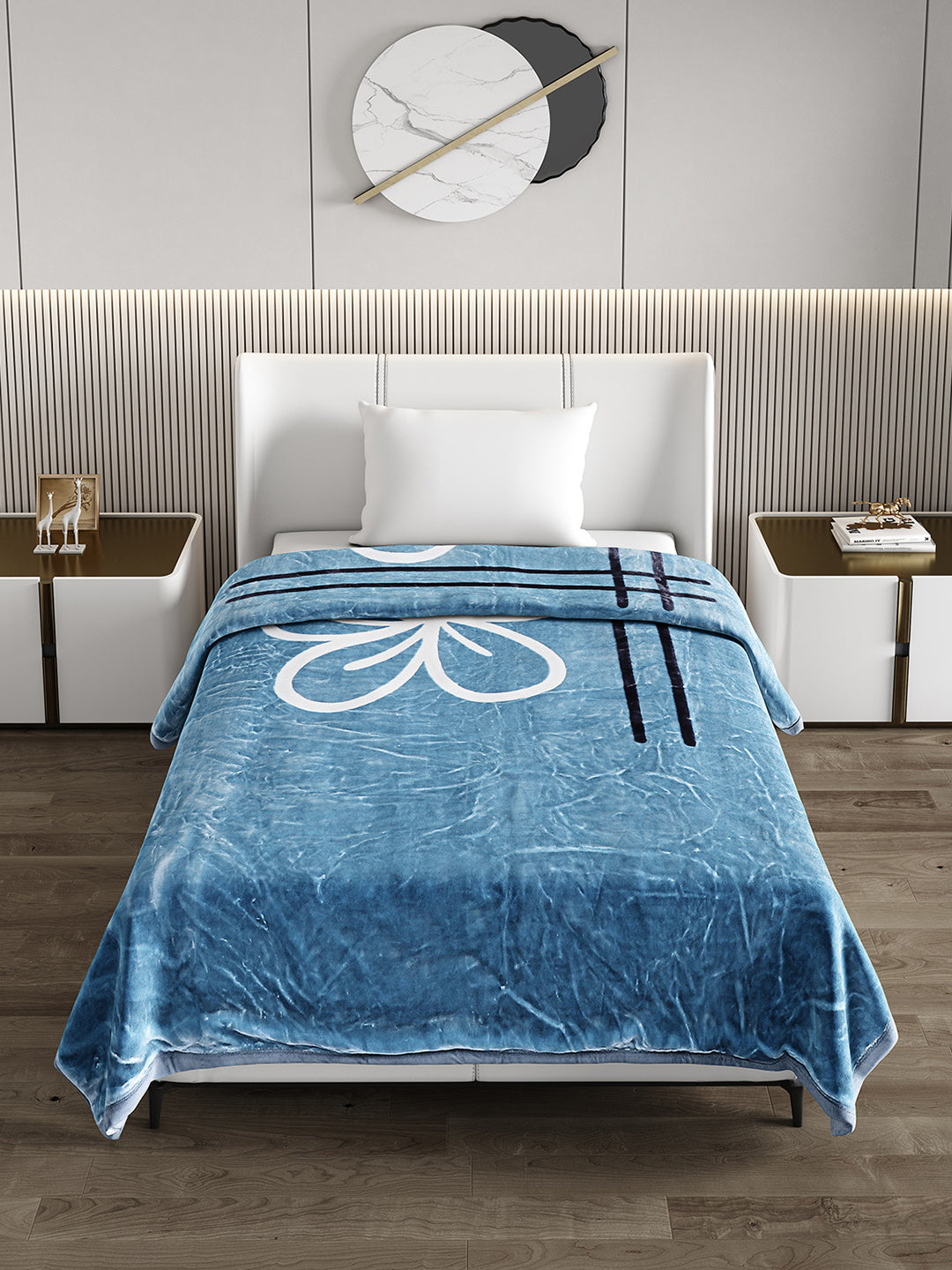 Printed Single Bed 951 GSM Blanket Haze 3 Ply (Weight 3.35 kg)