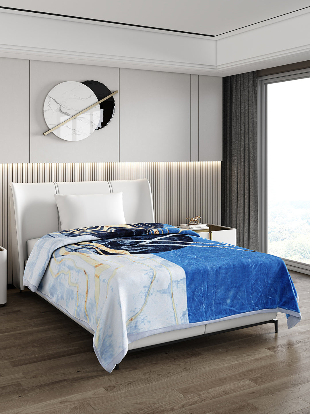 Printed Single Bed 951 GSM Blanket Haze 3 Ply (Weight 3.35 kg)