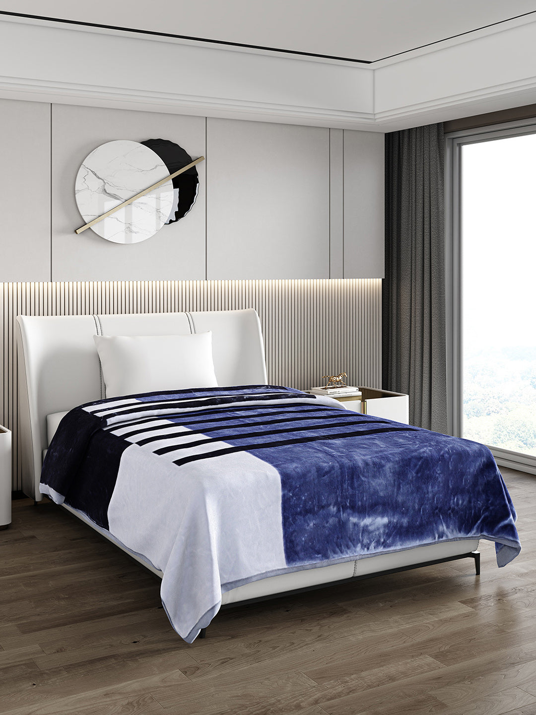 Printed Single Bed 951 GSM Blanket Haze 3 Ply (Weight 3.35 kg)