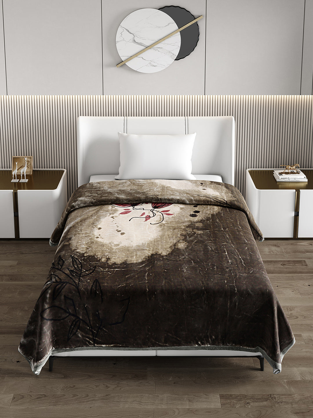 Printed Single Bed 951 GSM Blanket Haze 3 Ply (Weight 3.35 kg)