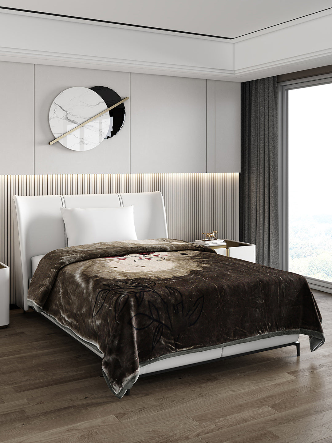 Printed Single Bed 951 GSM Blanket Haze 3 Ply (Weight 3.35 kg)