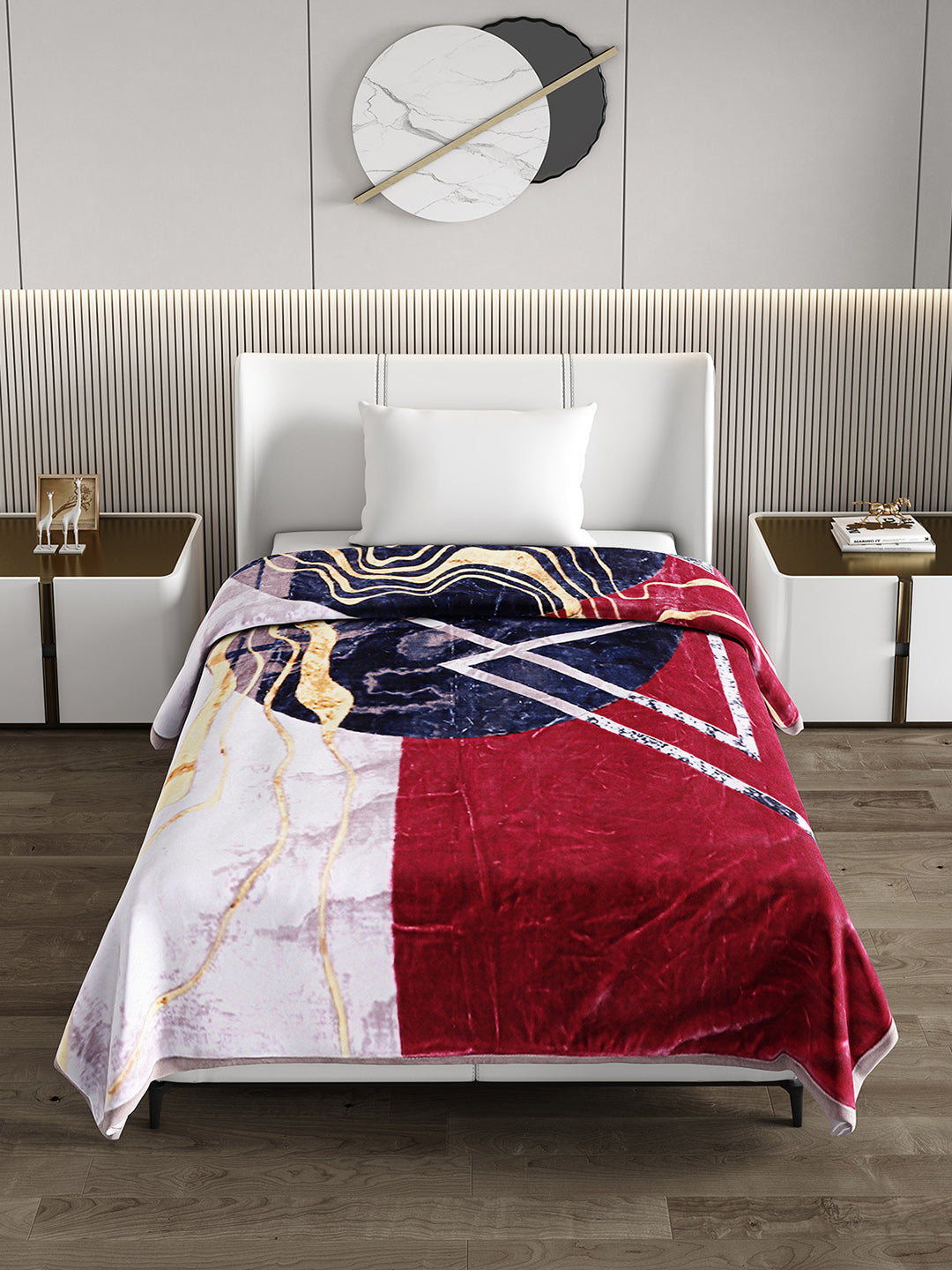 Printed Single Bed 951 GSM Blanket Haze 3 Ply (Weight 3.35 kg)