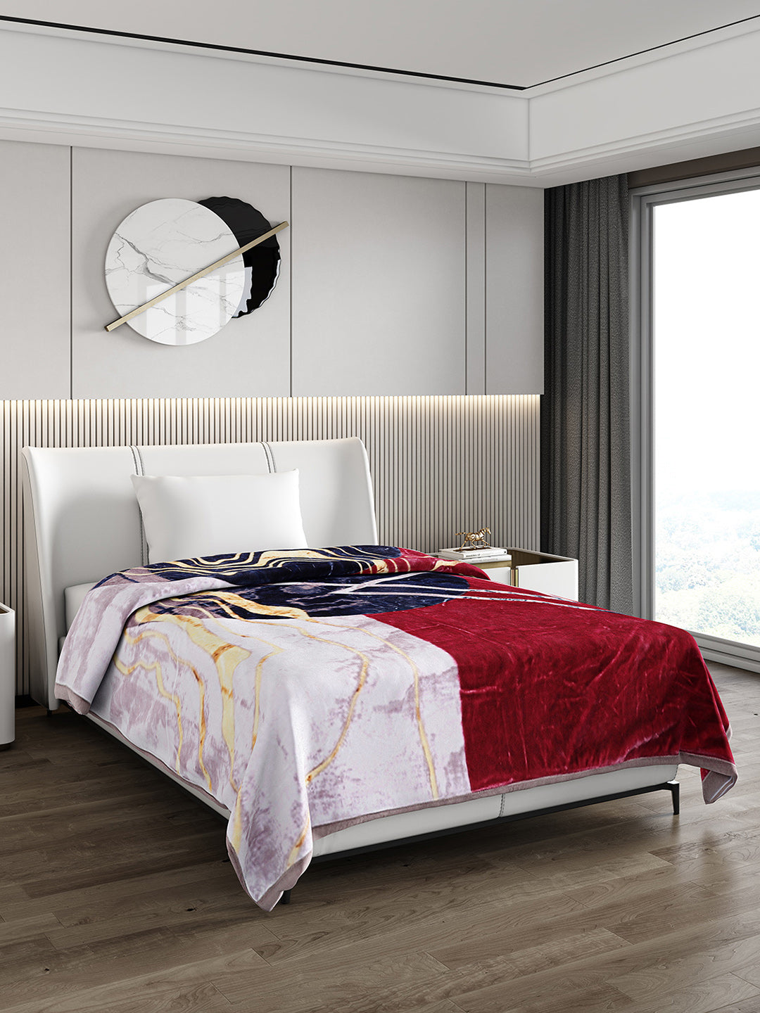 Printed Single Bed 951 GSM Blanket Haze 3 Ply (Weight 3.35 kg)