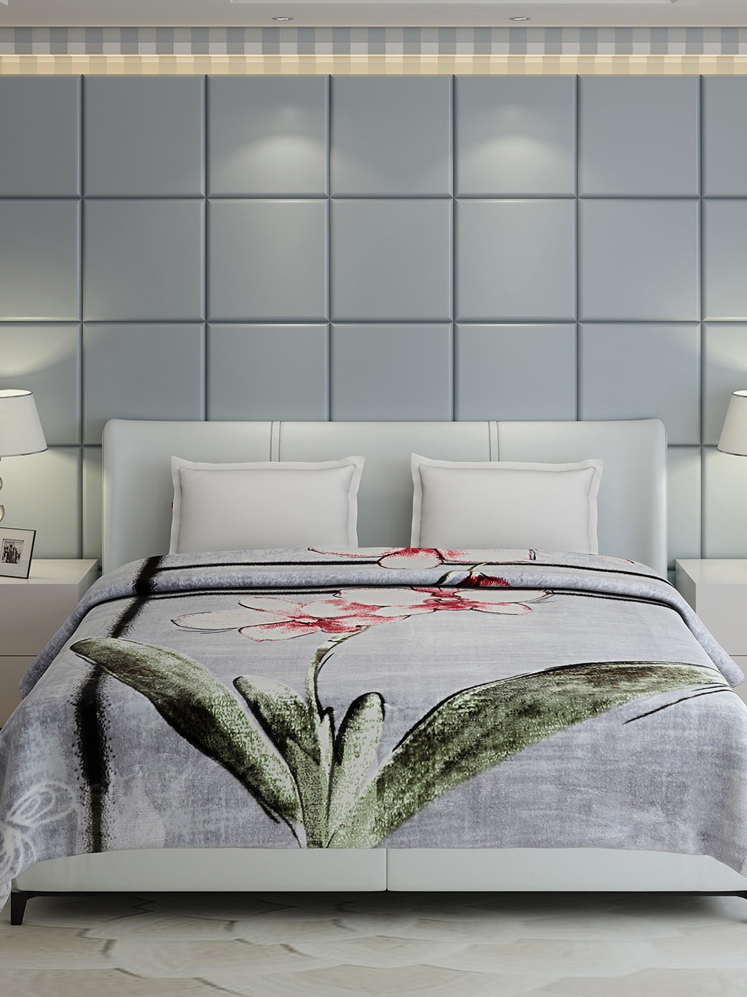Floral Print Double Bed 947 GSM Blanket for Heavy Winter -2 Ply (Weight 5 kg)