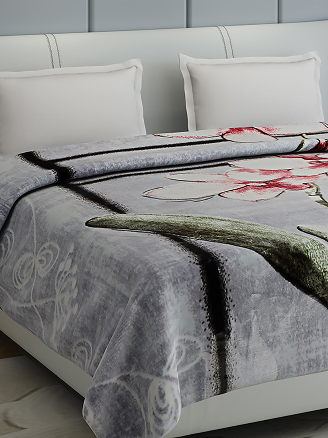 Floral Print Double Bed 947 GSM Blanket for Heavy Winter -2 Ply (Weight 5 kg)