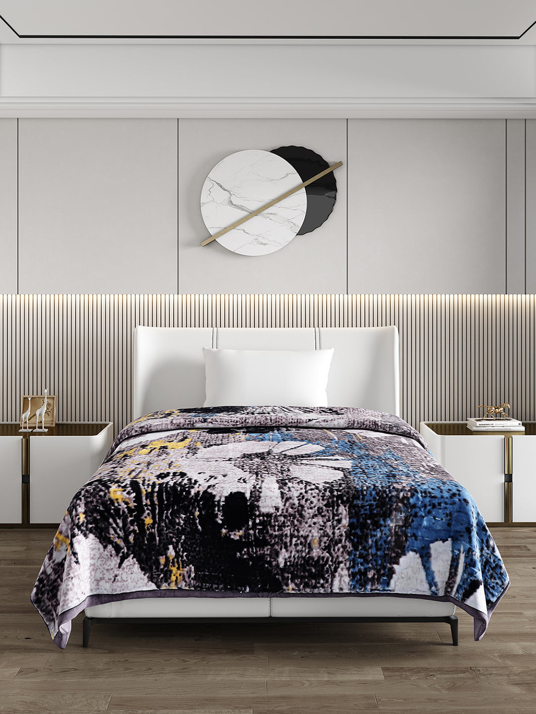 Printed Single Bed 965 GSM Blanket Marco 3 Ply (Weight 3.4 kg)