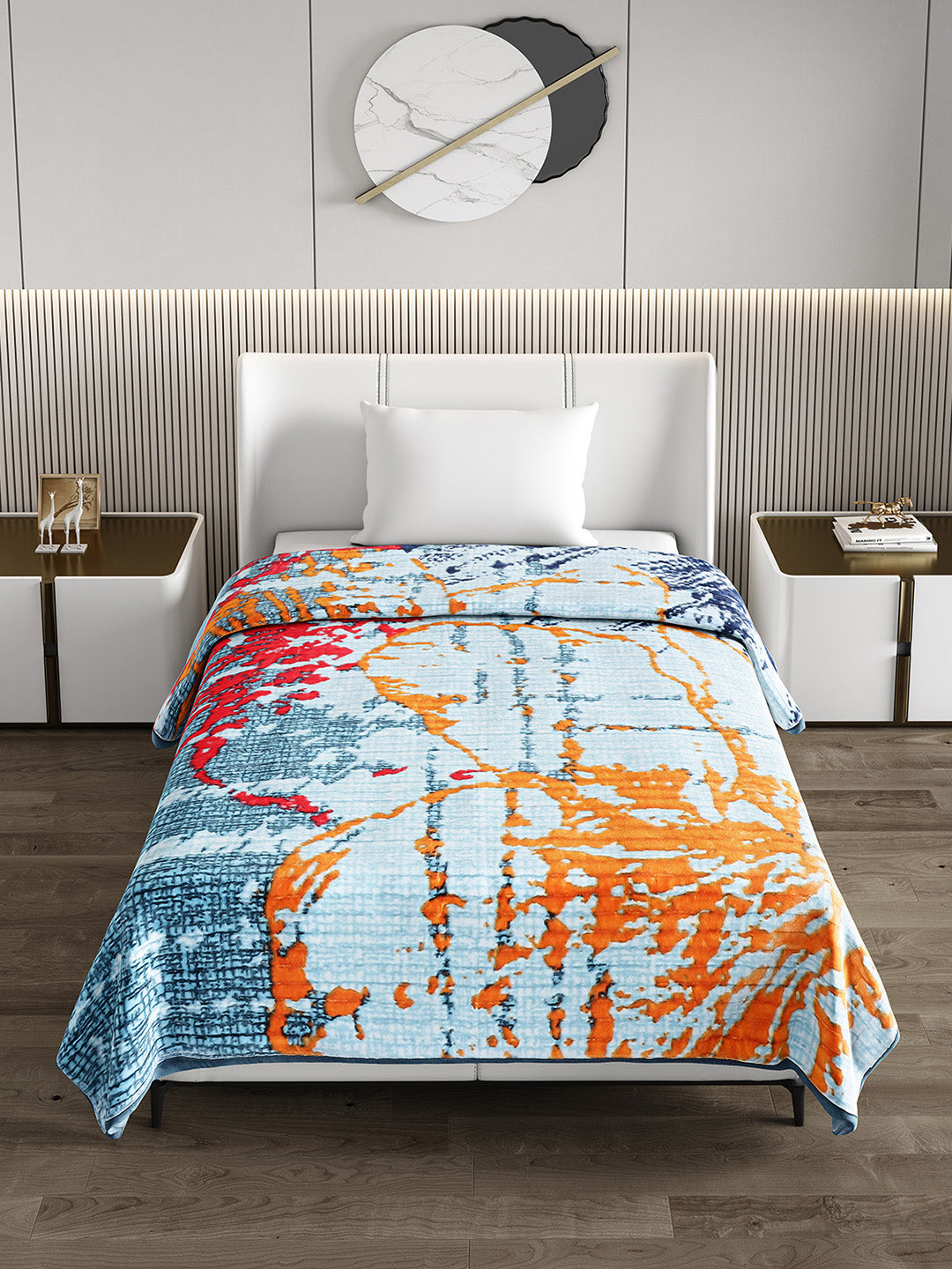Printed Single Bed 965 GSM Blanket Marco 3 Ply (Weight 3.4 kg)
