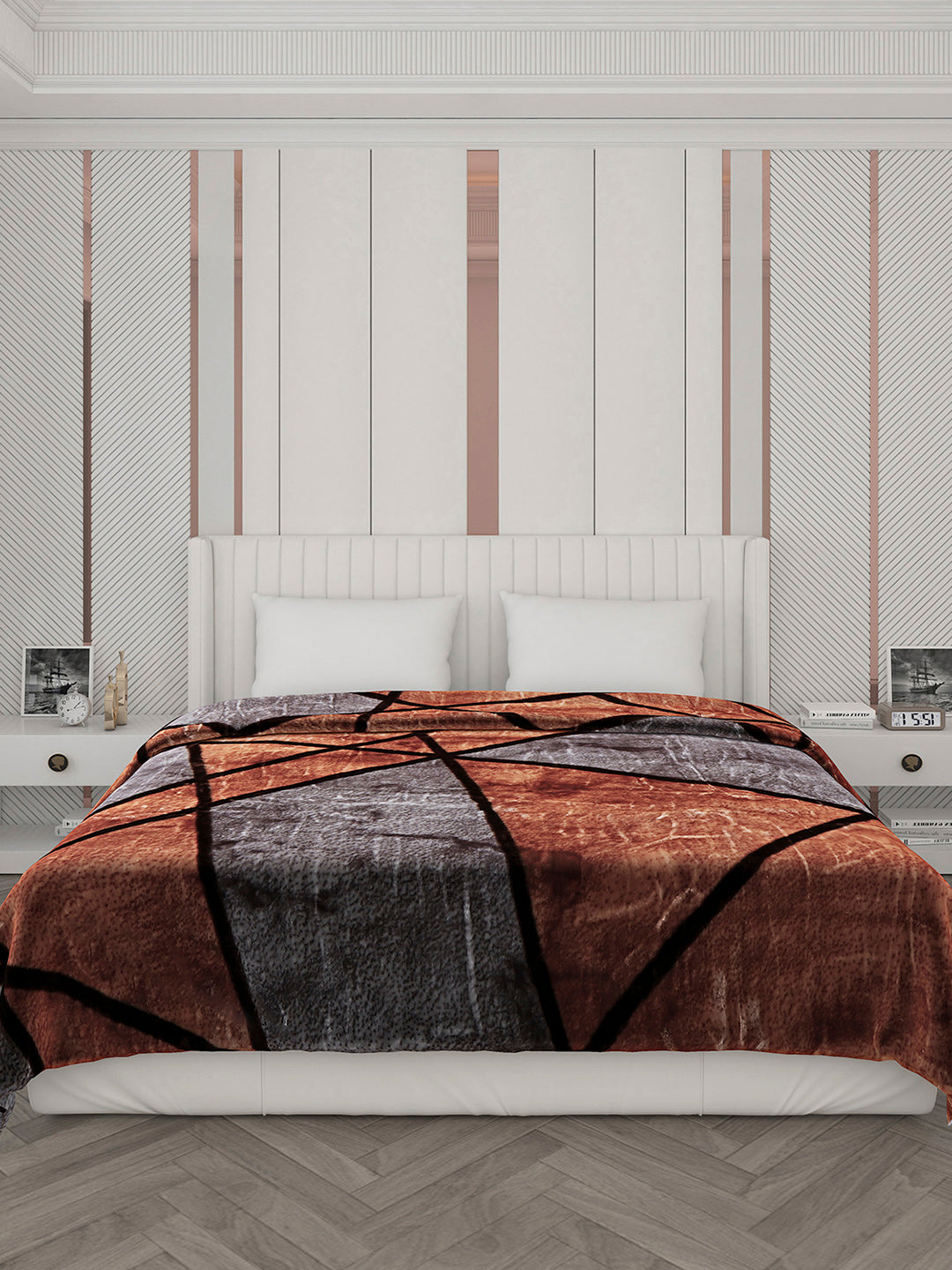 Printed Double Bed Reversible Blanket 2 Ply, 871 GSM, 4.6 kg (Moonvalley)