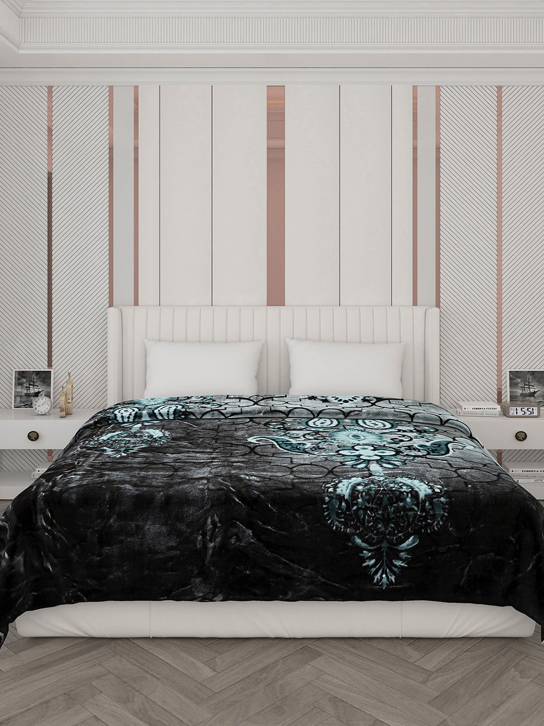 Printed Double Bed Reversible Blanket 2 Ply, 871 GSM, 4.6 kg (Moonvalley)
