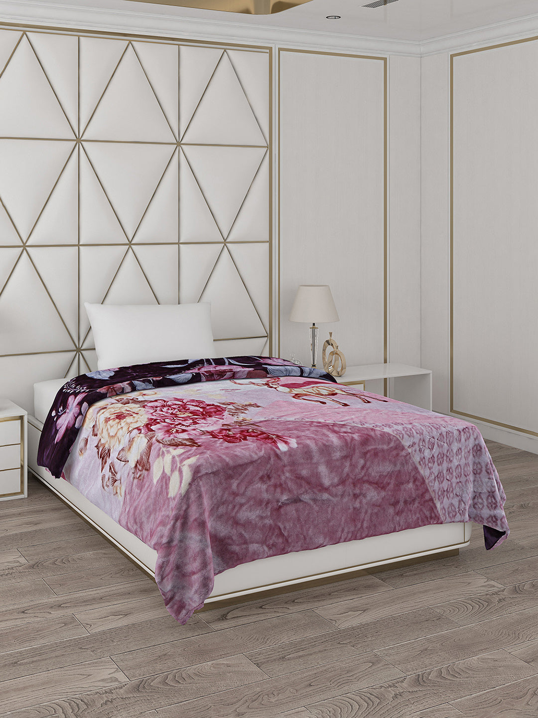 Printed Single Bed Reversible Blanket 2 Ply, 511 GSM, 1.8 kg (New Diamond)