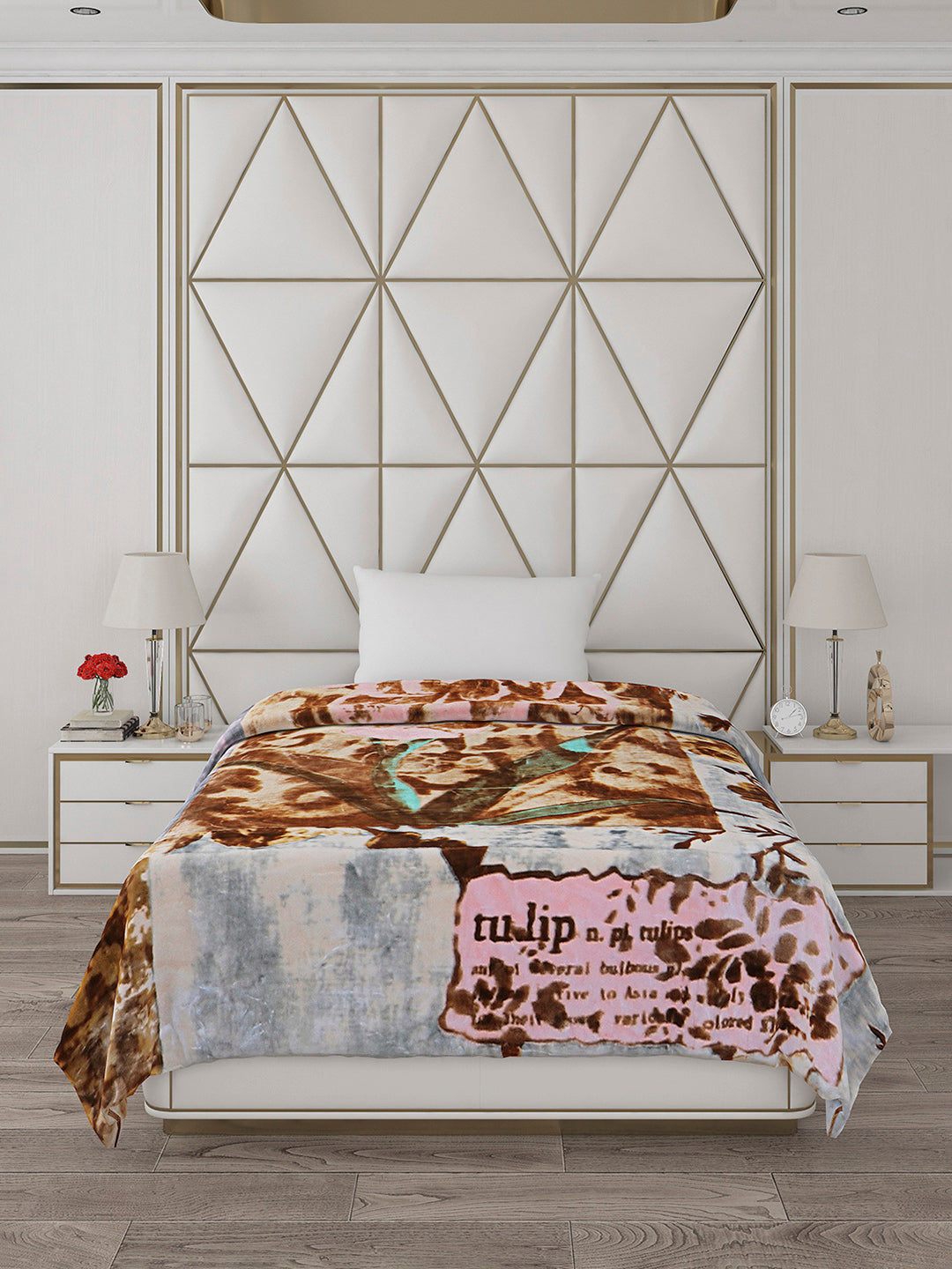Printed Single Bed 1051 GSM Blanket Pearl 2 Ply (Weight 3.7 kg)