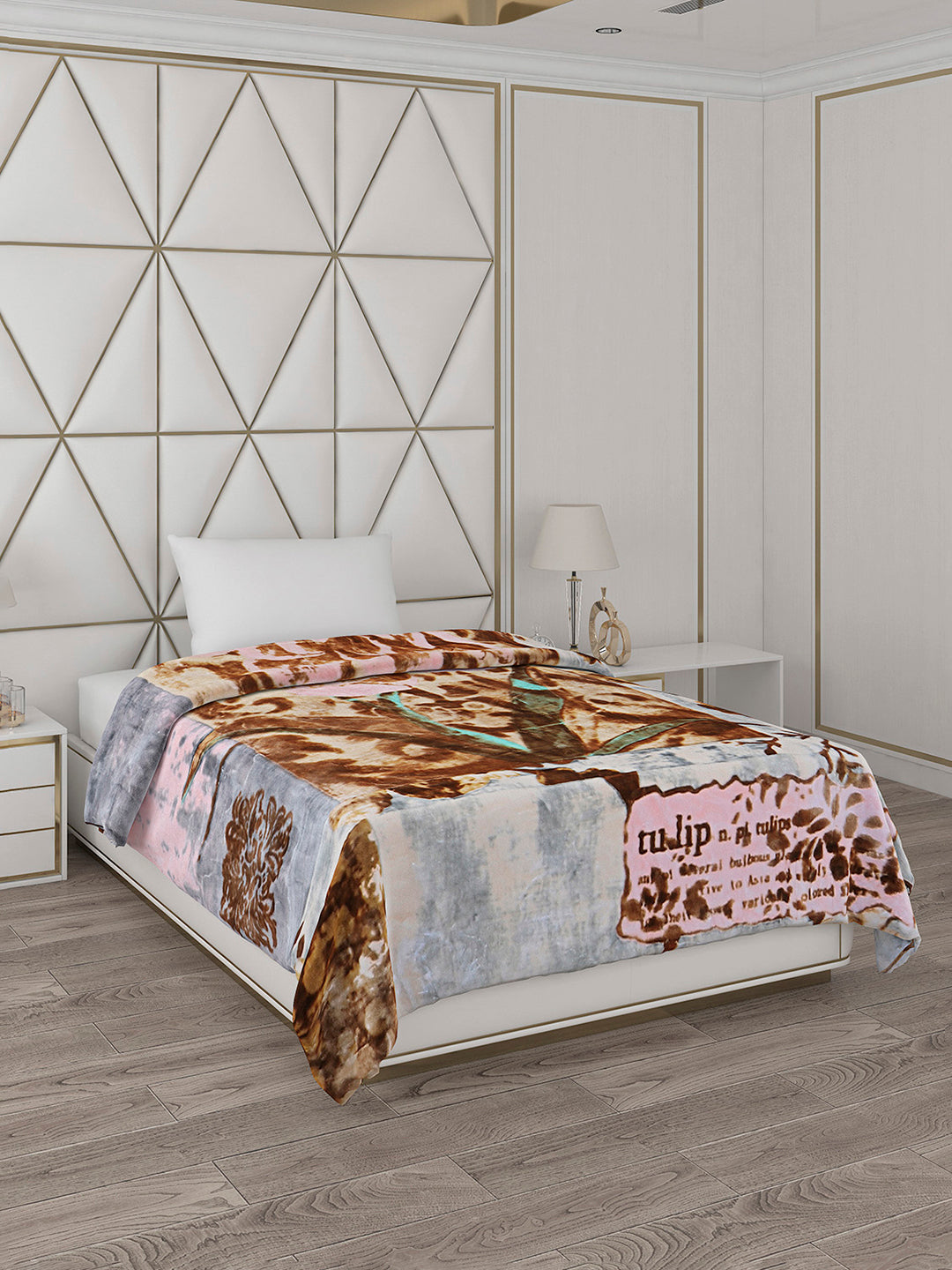 Printed Single Bed 1051 GSM Blanket Pearl 2 Ply (Weight 3.7 kg)