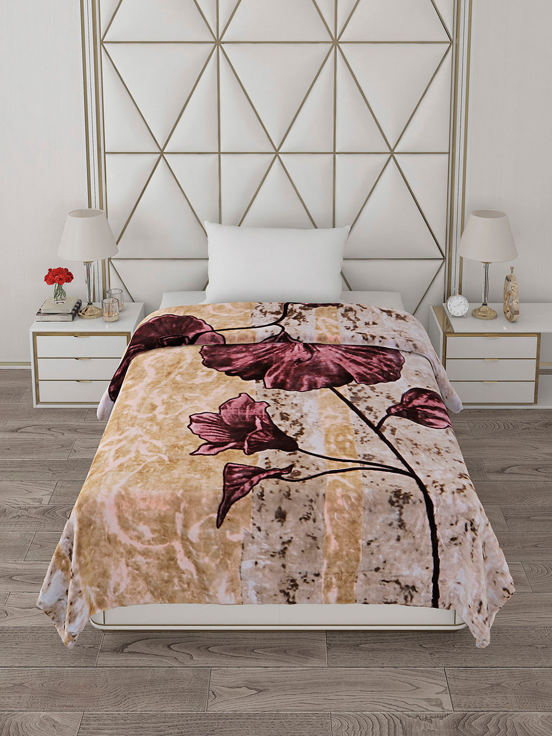 Printed Single Bed 1051 GSM Blanket Pearl 2 Ply (Weight 3.7 kg)
