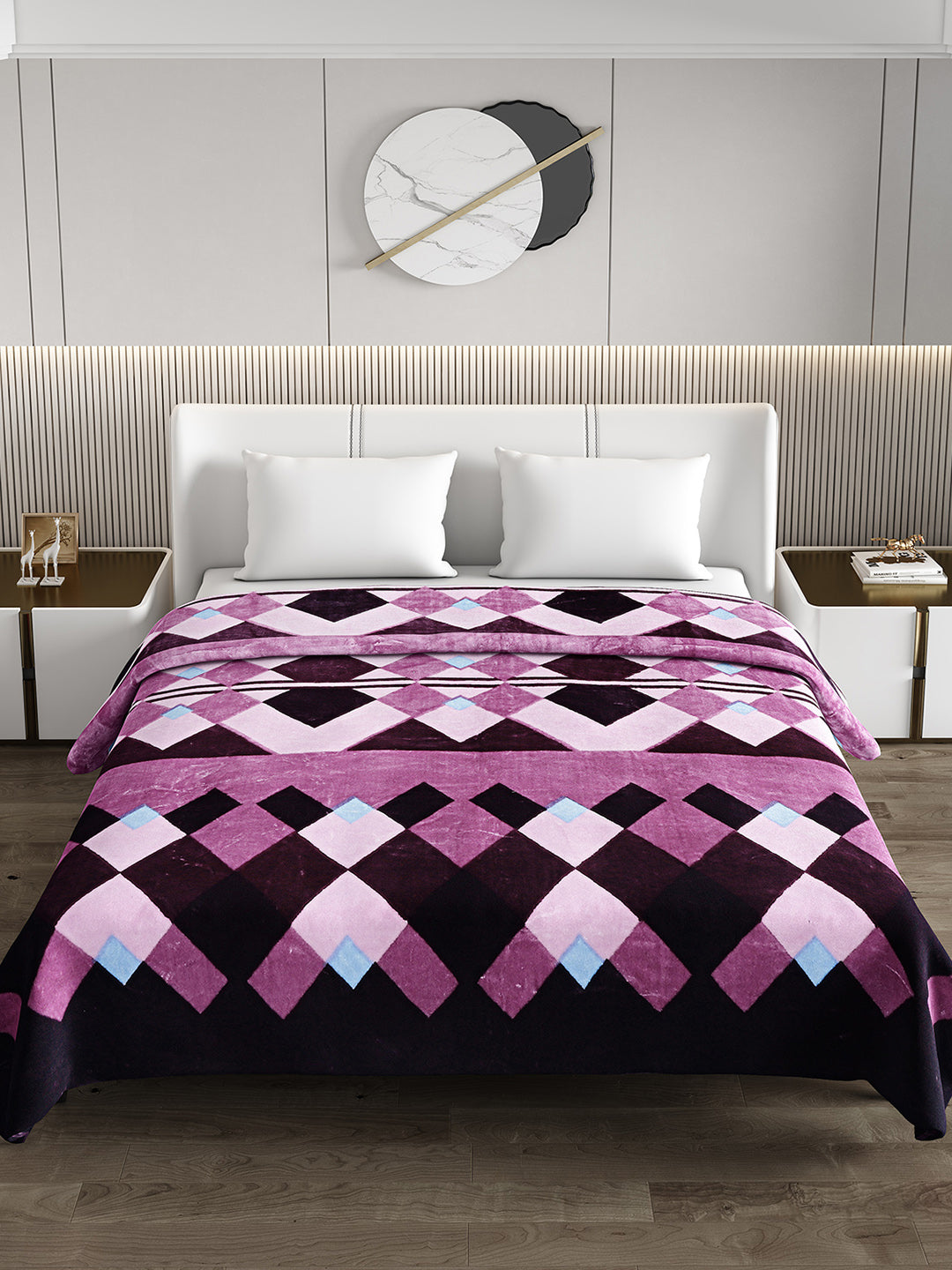 Printed Double Bed Blanket for Mild Winter -1 Ply