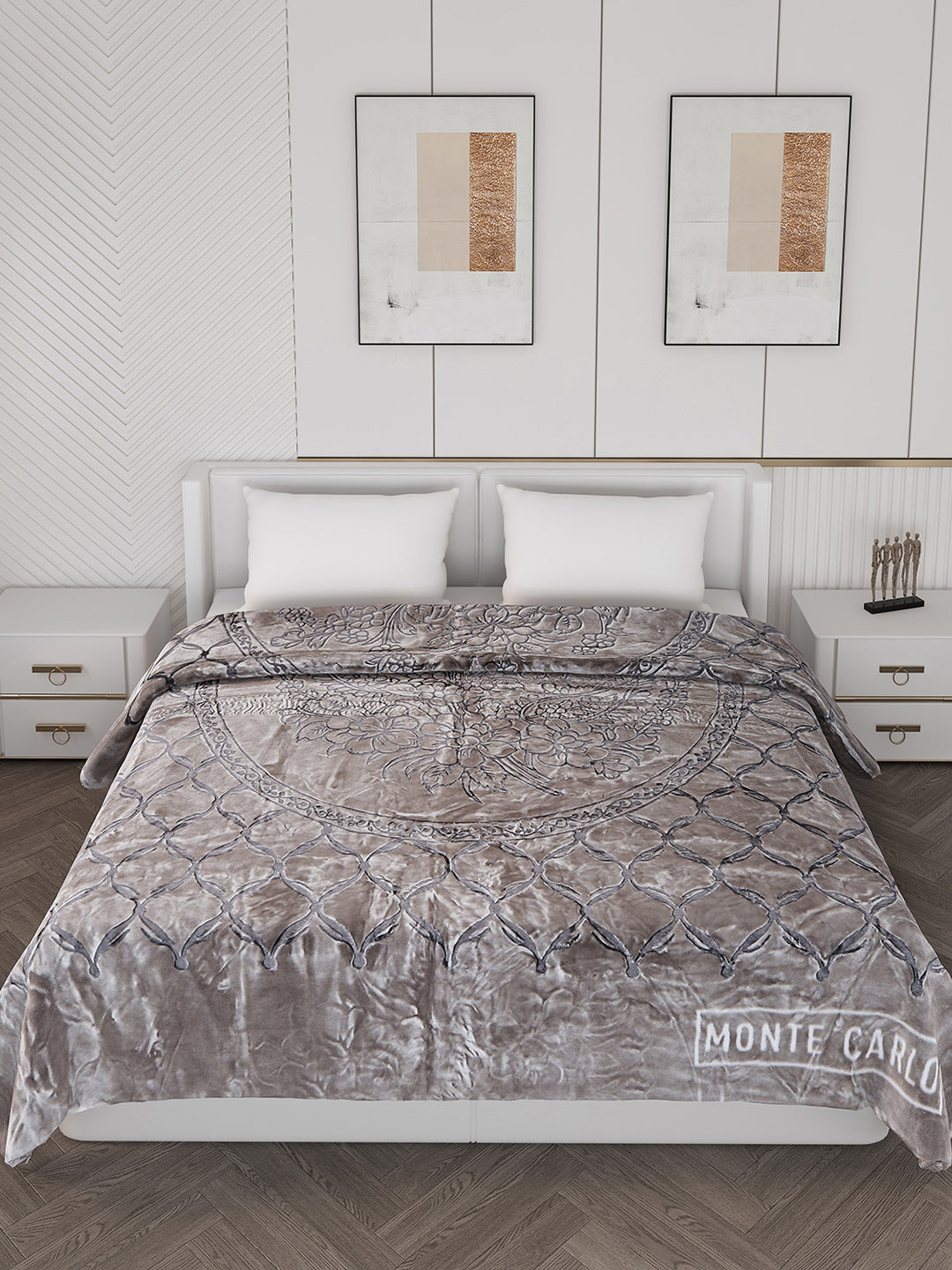 Printed Double Bed Reversible Blanket 2 Ply, 947 GSM, 5 kg (Rusty)