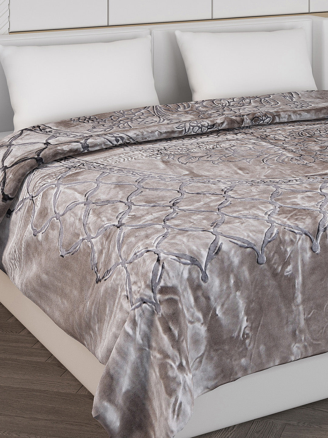 Printed Double Bed Reversible Blanket 2 Ply, 947 GSM, 5 kg (Rusty)