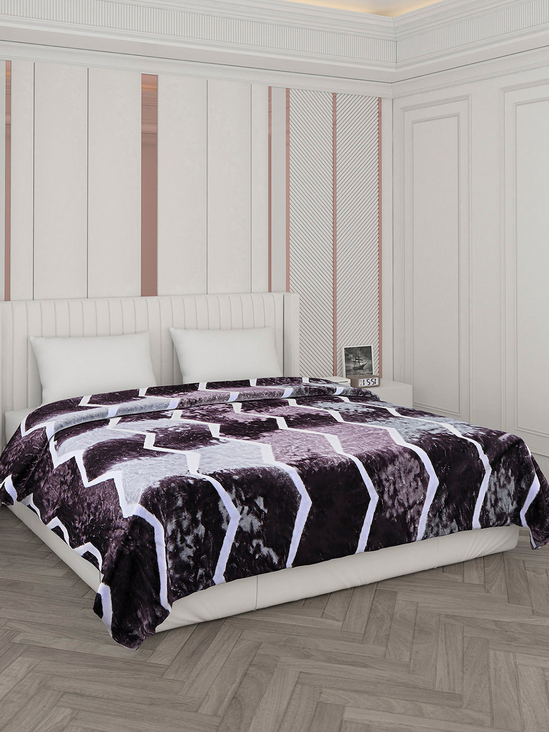 Printed Double Bed 596 GSM Blanket Samuel 2 Ply (Weight 3.15 kg)