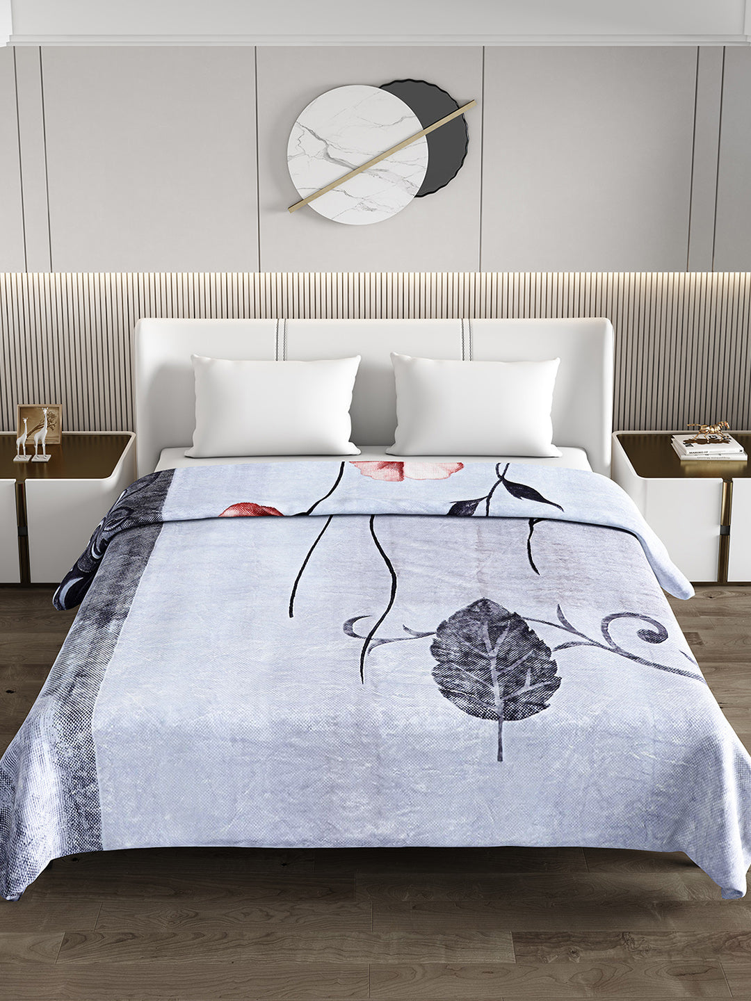 Printed Double Bed 795 GSM Blanket Scarlet 2 Ply (Weight 4.2 kg)