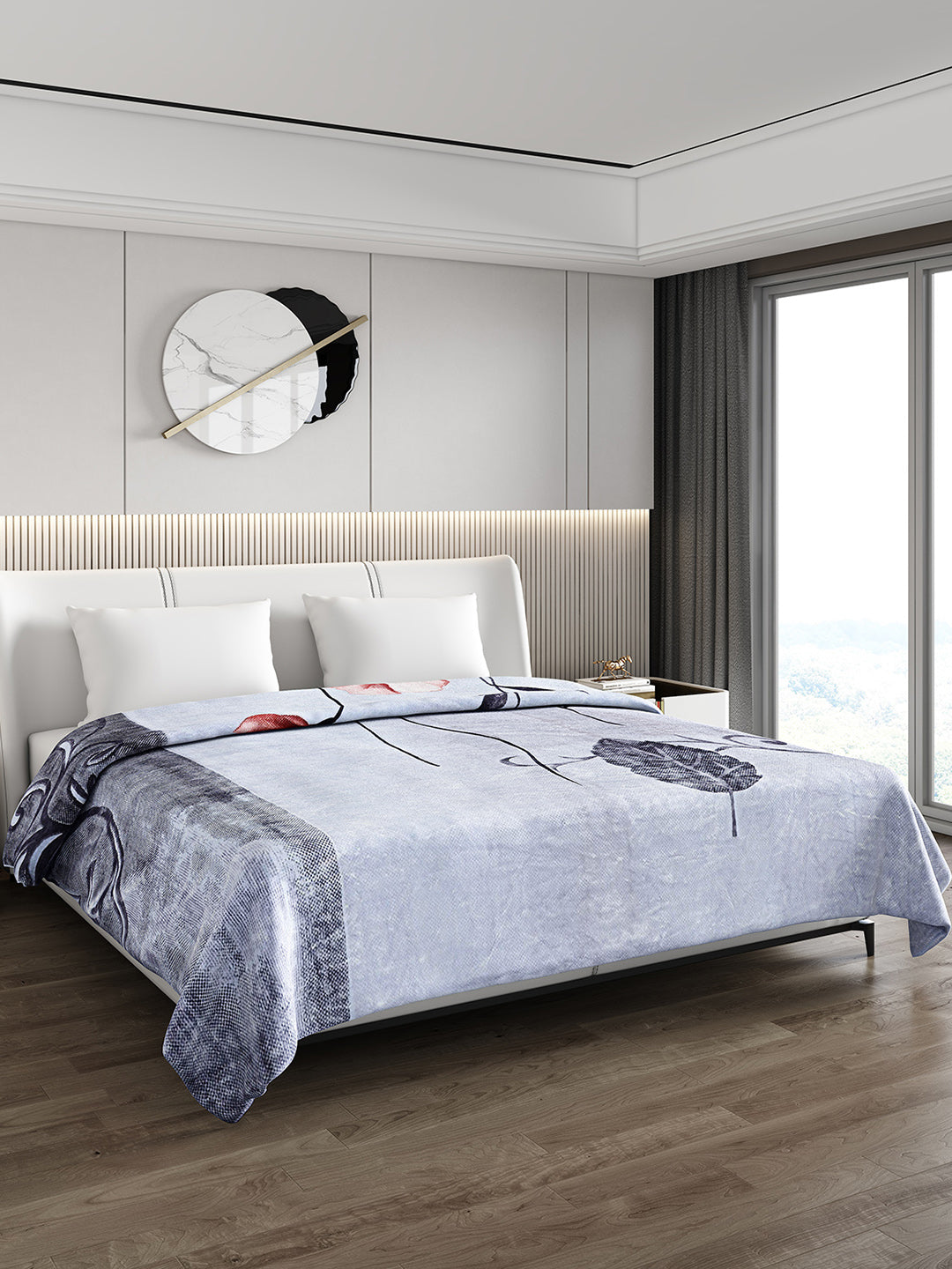 Printed Double Bed 795 GSM Blanket Scarlet 2 Ply (Weight 4.2 kg)