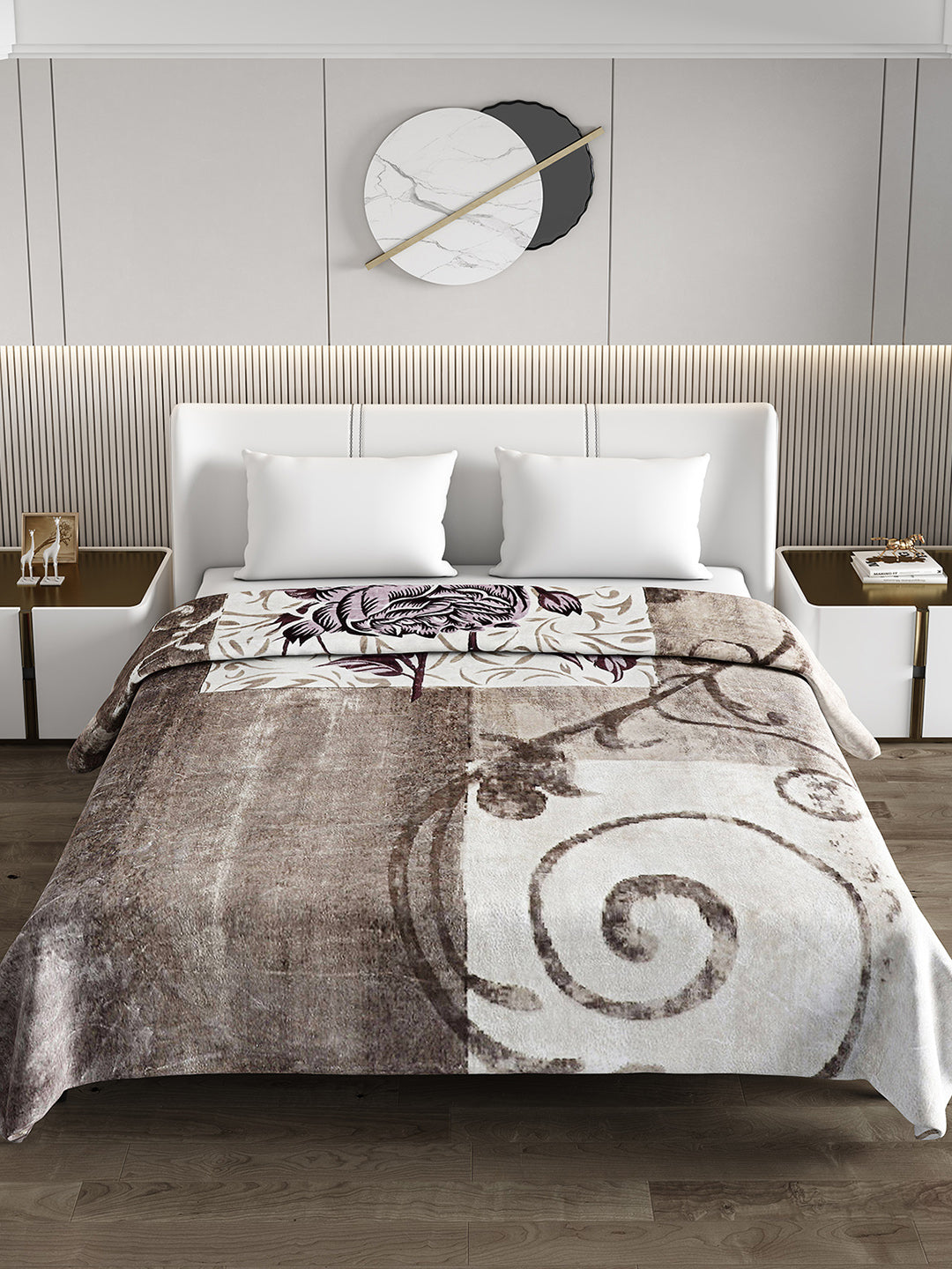 Printed Double Bed 795 GSM Blanket Scarlet 2 Ply (Weight 4.2 kg)