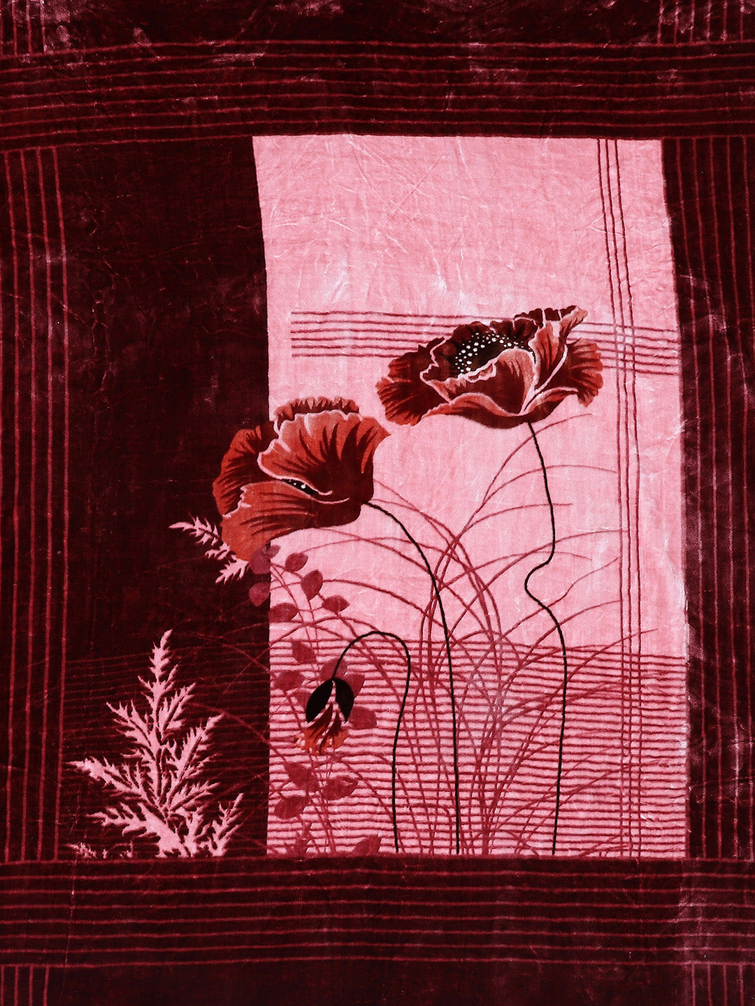 Printed Double Bed 795 GSM Blanket Scarlet 2 Ply (Weight 4.2 kg)