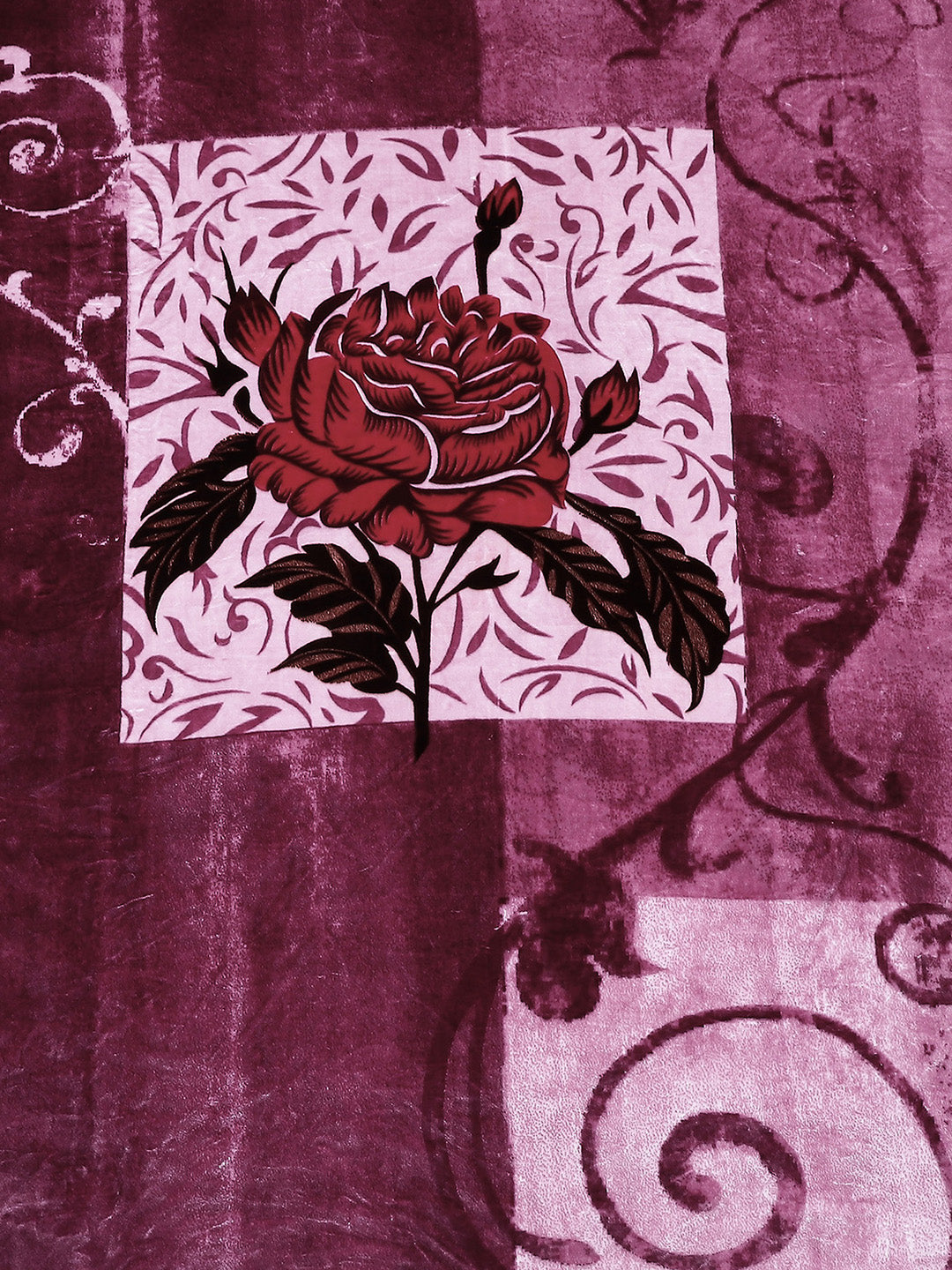Printed Double Bed 795 GSM Blanket Scarlet 2 Ply (Weight 4.2 kg)