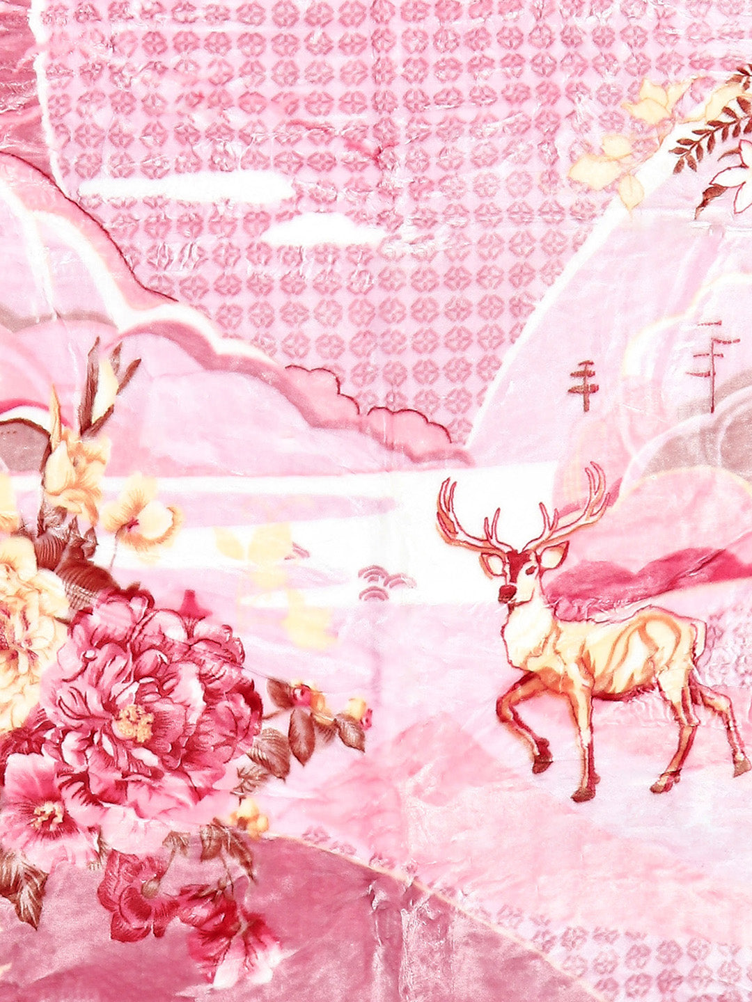 Floral Print Single Bed 852 GSM Blanket for Heavy Winter -2 Ply (Weight 3 kg)