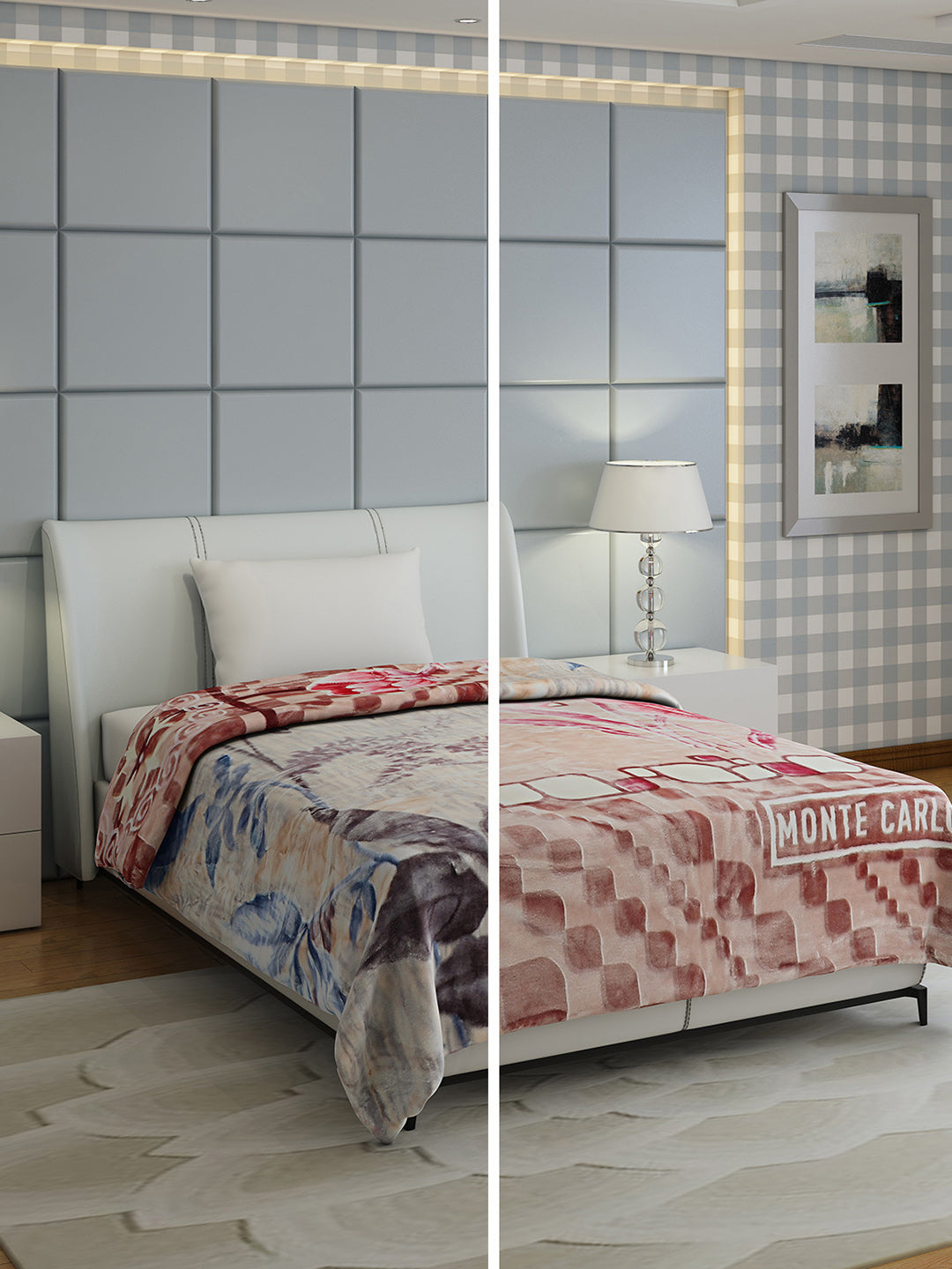 Floral Print Single Bed 852 GSM Blanket for Heavy Winter -2 Ply (Weight 3 kg)