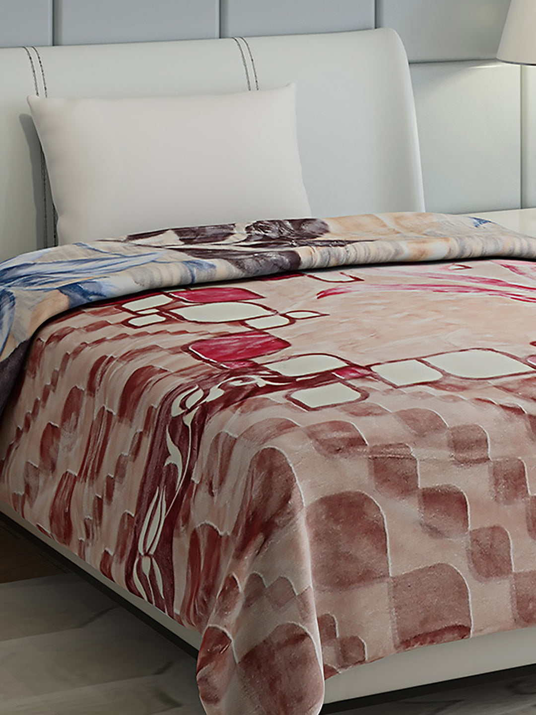 Floral Print Single Bed 852 GSM Blanket for Heavy Winter -2 Ply (Weight 3 kg)