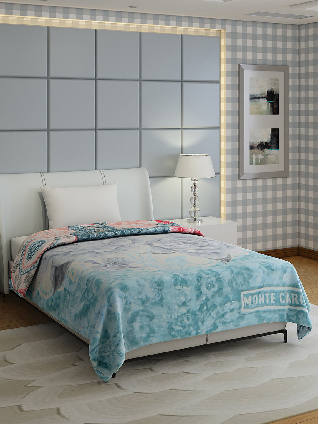 Floral Print Single Bed 852 GSM Blanket for Heavy Winter -2 Ply (Weight 3 kg)