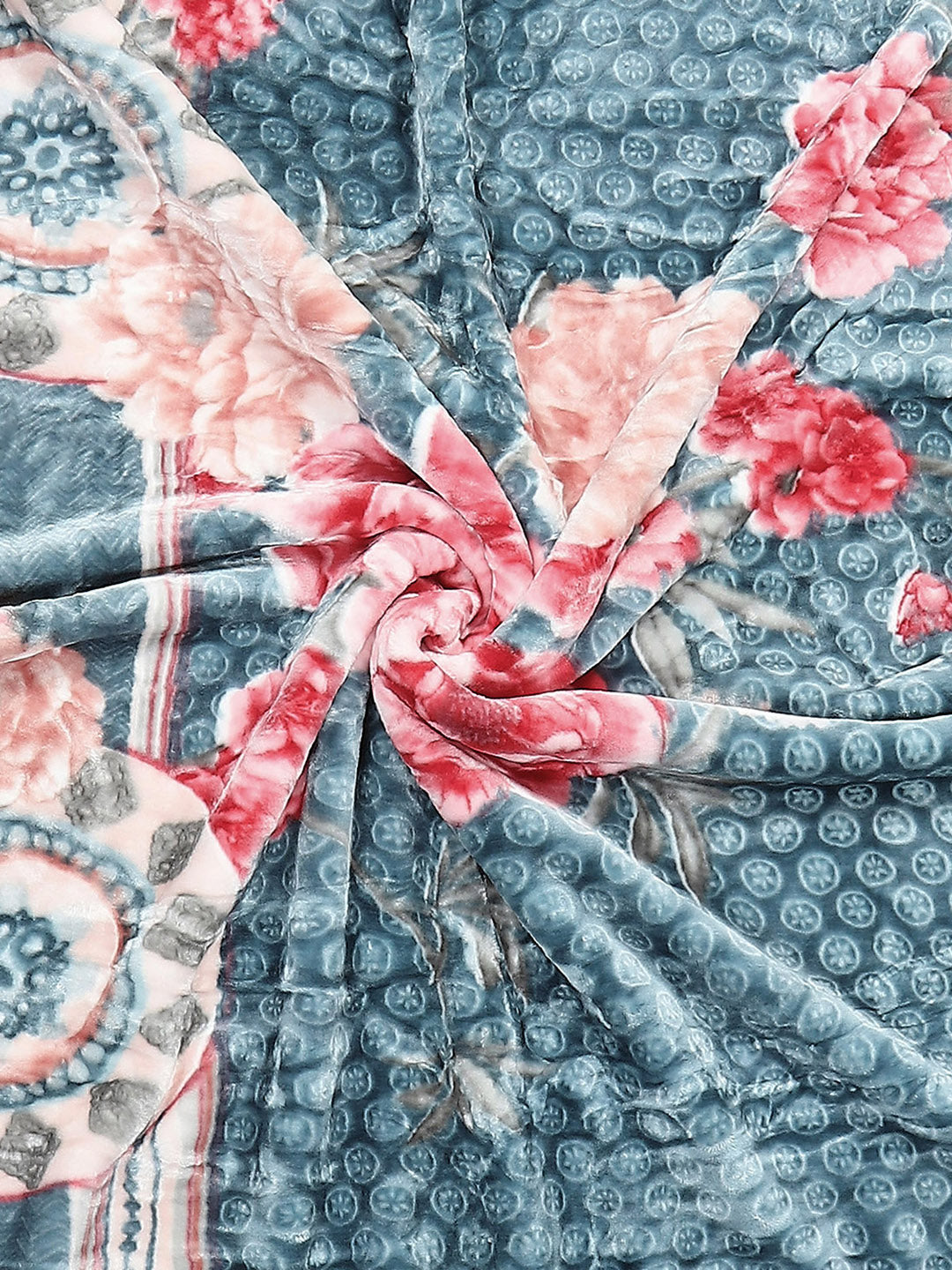 Floral Print Single Bed 852 GSM Blanket for Heavy Winter -2 Ply (Weight 3 kg)