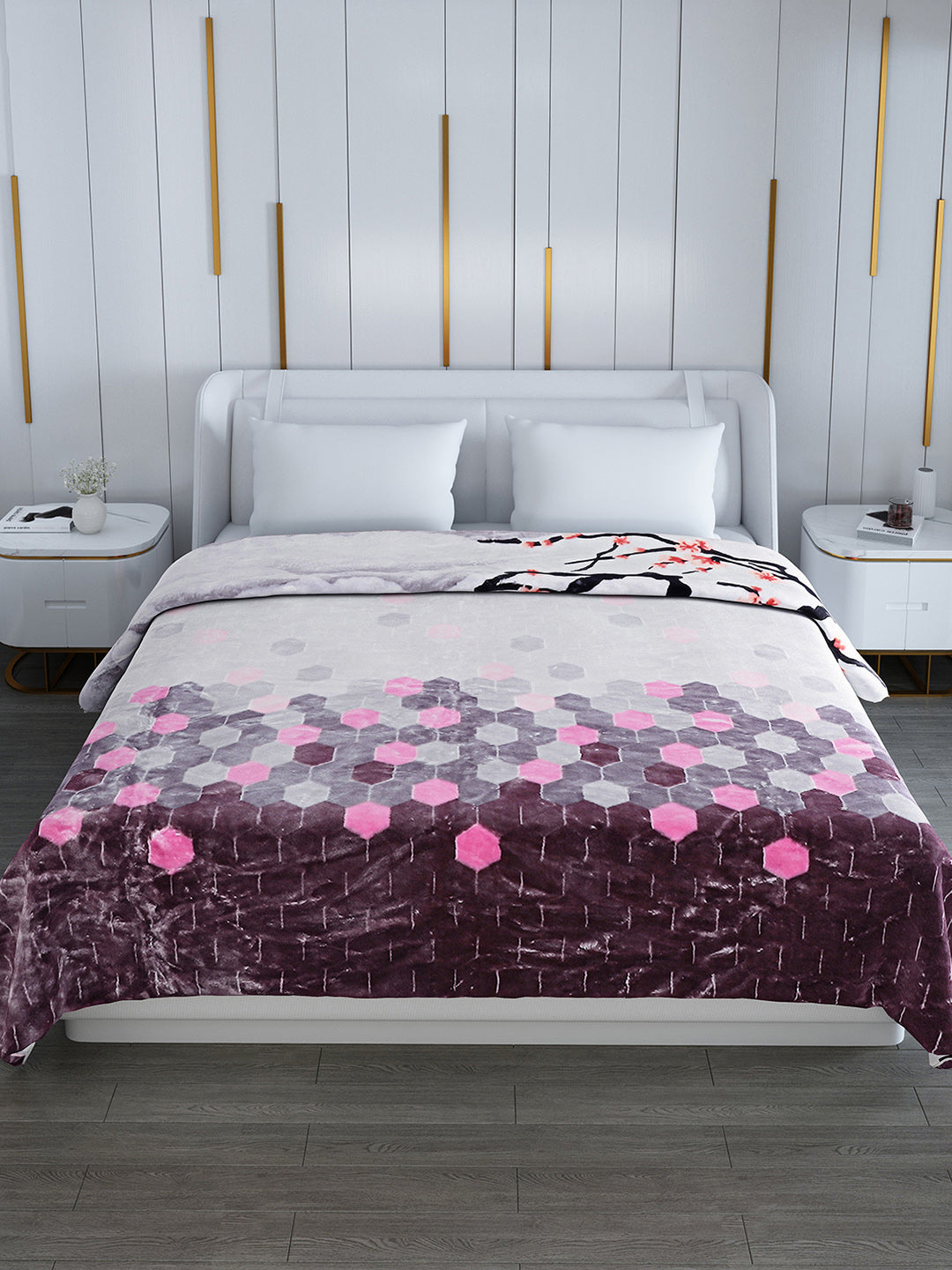 Printed Double Bed Reversible Blanket 2 Ply, 853 GSM, 4.5 kg (Tohfa)