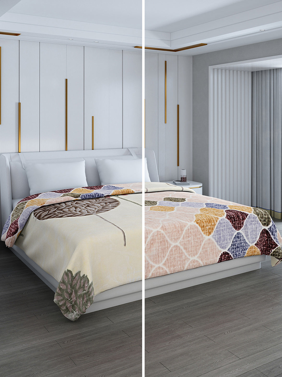 Printed Double Bed Reversible Blanket 2 Ply, 853 GSM, 4.5 kg (Tohfa)