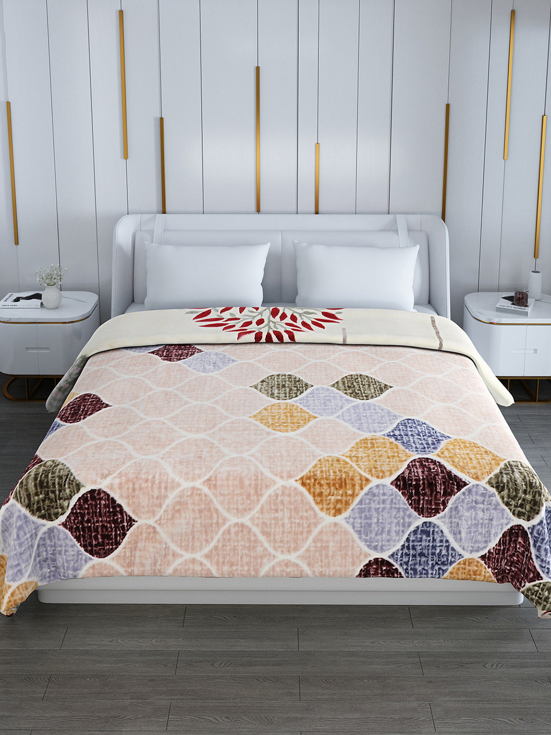 Printed Double Bed Reversible Blanket 2 Ply, 853 GSM, 4.5 kg (Tohfa)