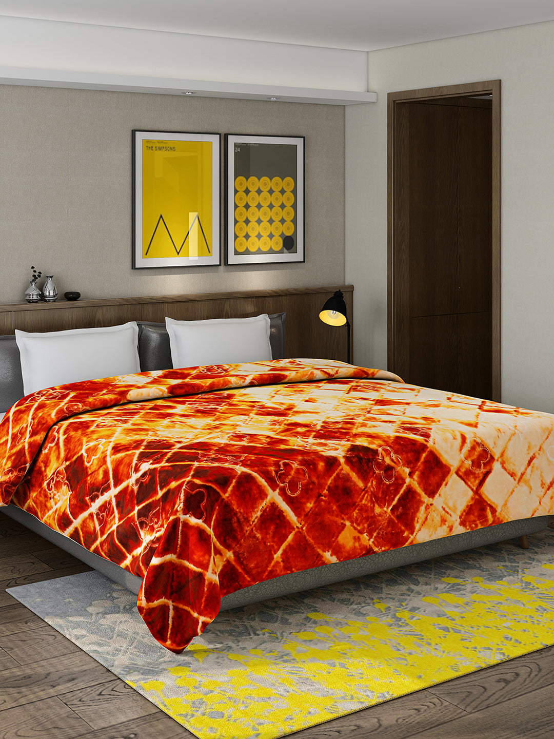 Printed Double Bed Reversible Blanket 2 Ply, 910 GSM, 4.8 kg (Vista)