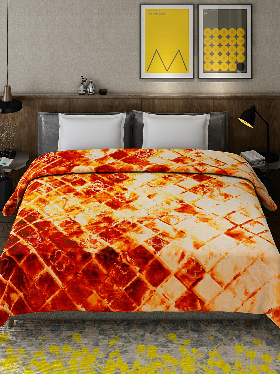 Printed Double Bed 909 GSM Blanket for Heavy Winter -2 Ply (Weight 4.8 kg)