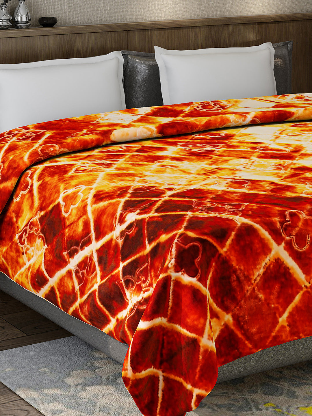 Printed Double Bed Reversible Blanket 2 Ply, 910 GSM, 4.8 kg (Vista)